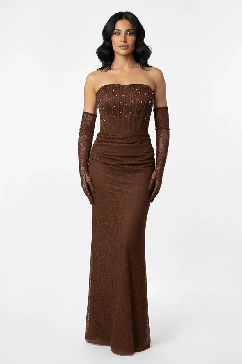 Beaded Corset Dantel Dress