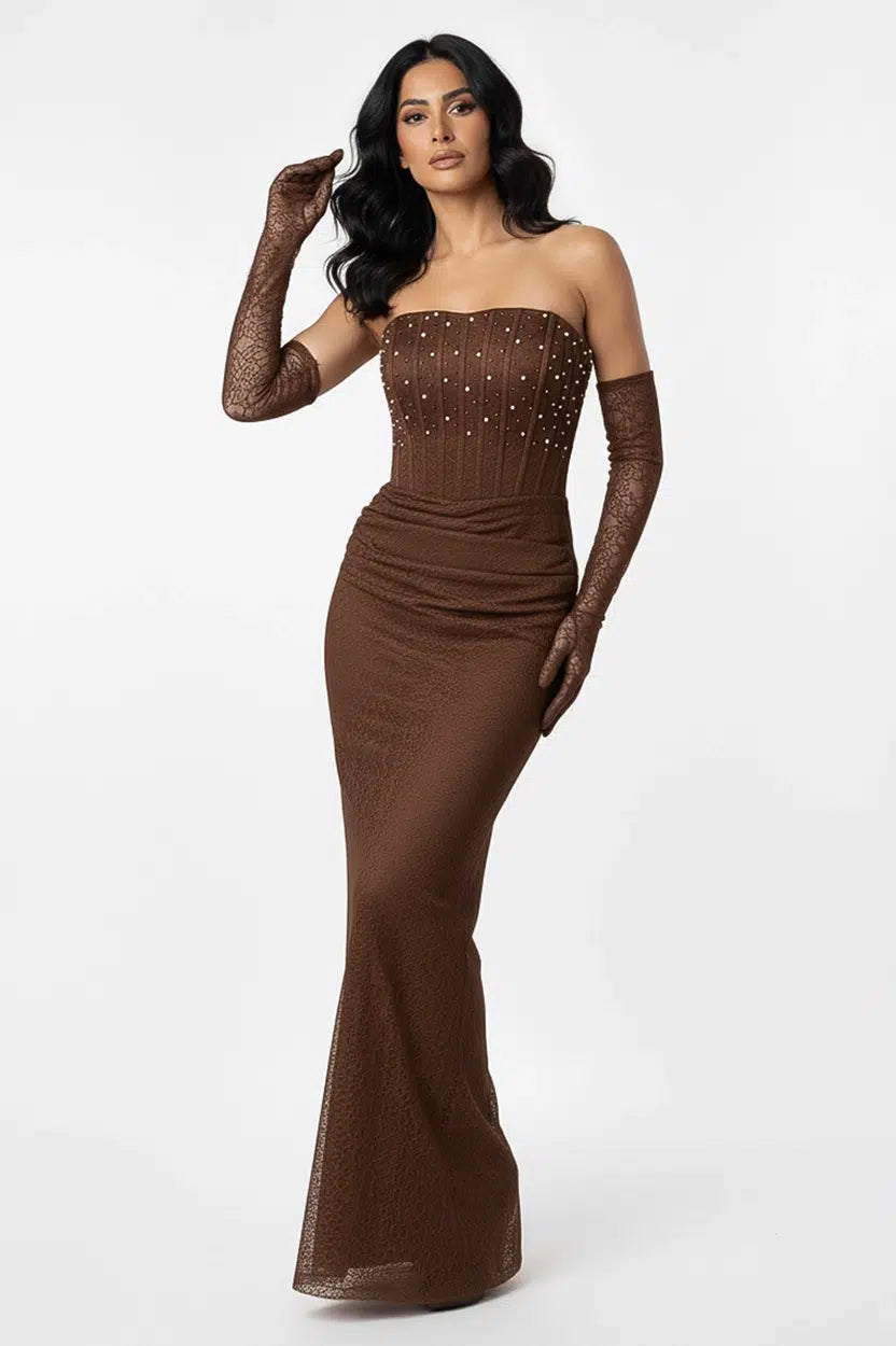 Beaded Corset Dantel Dress