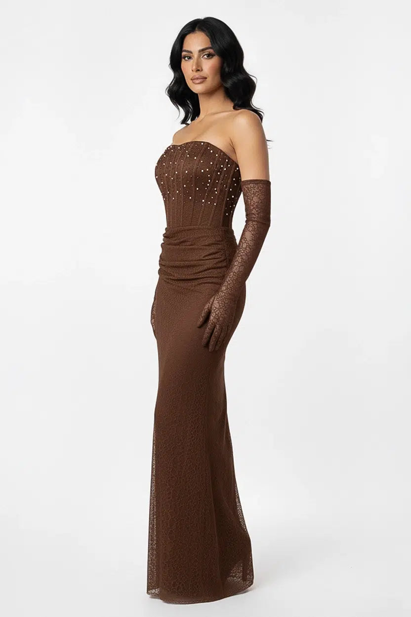 Beaded Corset Dantel Dress