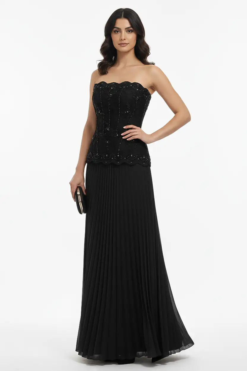 Beaded Corset 2PCS Plisse Skirt