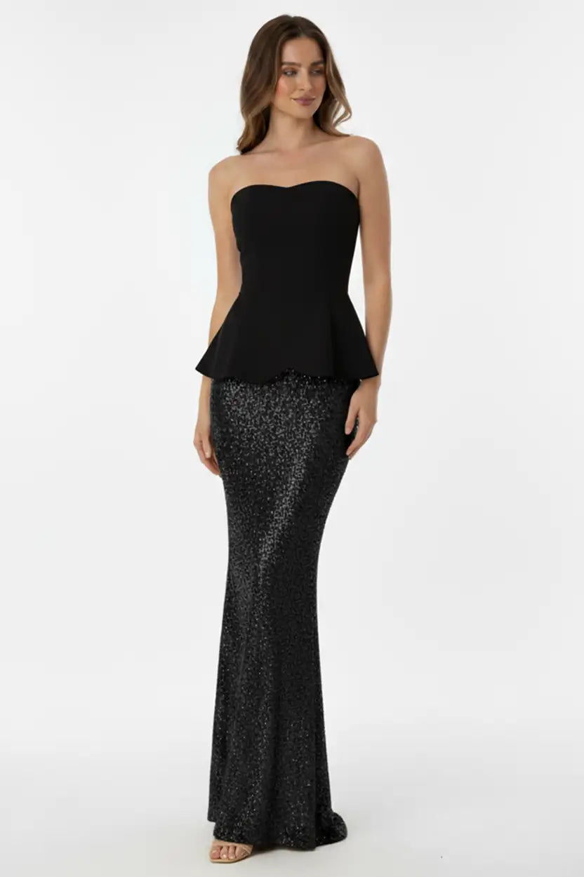 Corset Crepe Sequin Dress