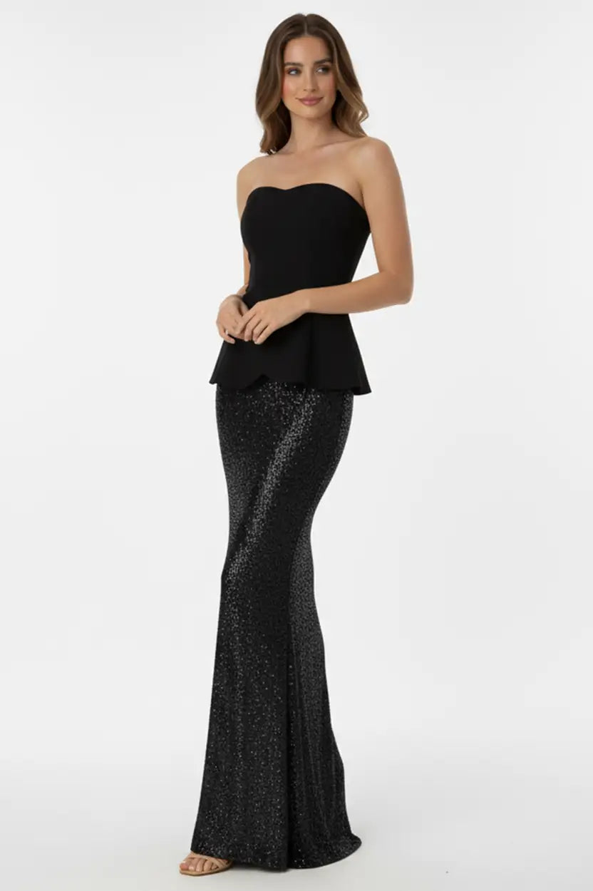 Corset Crepe Sequin Dress