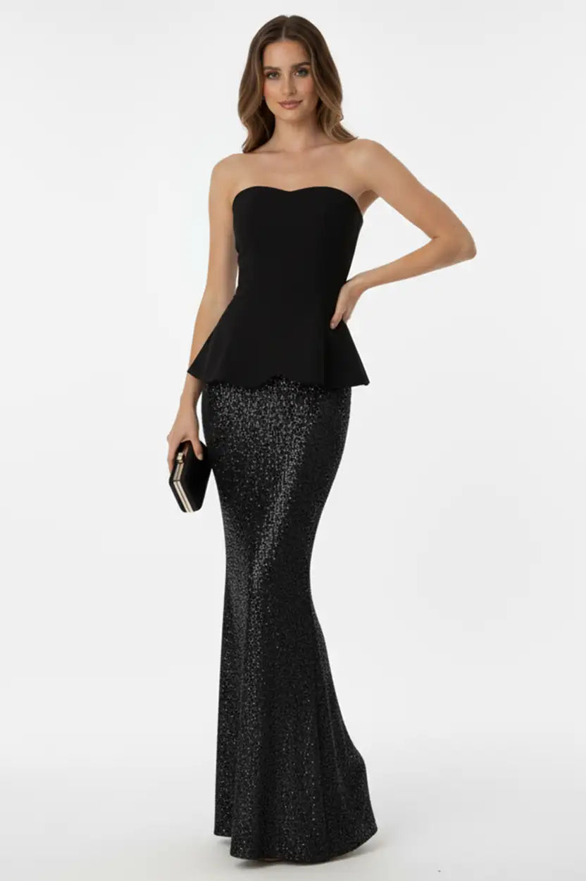 Corset Crepe Sequin Dress