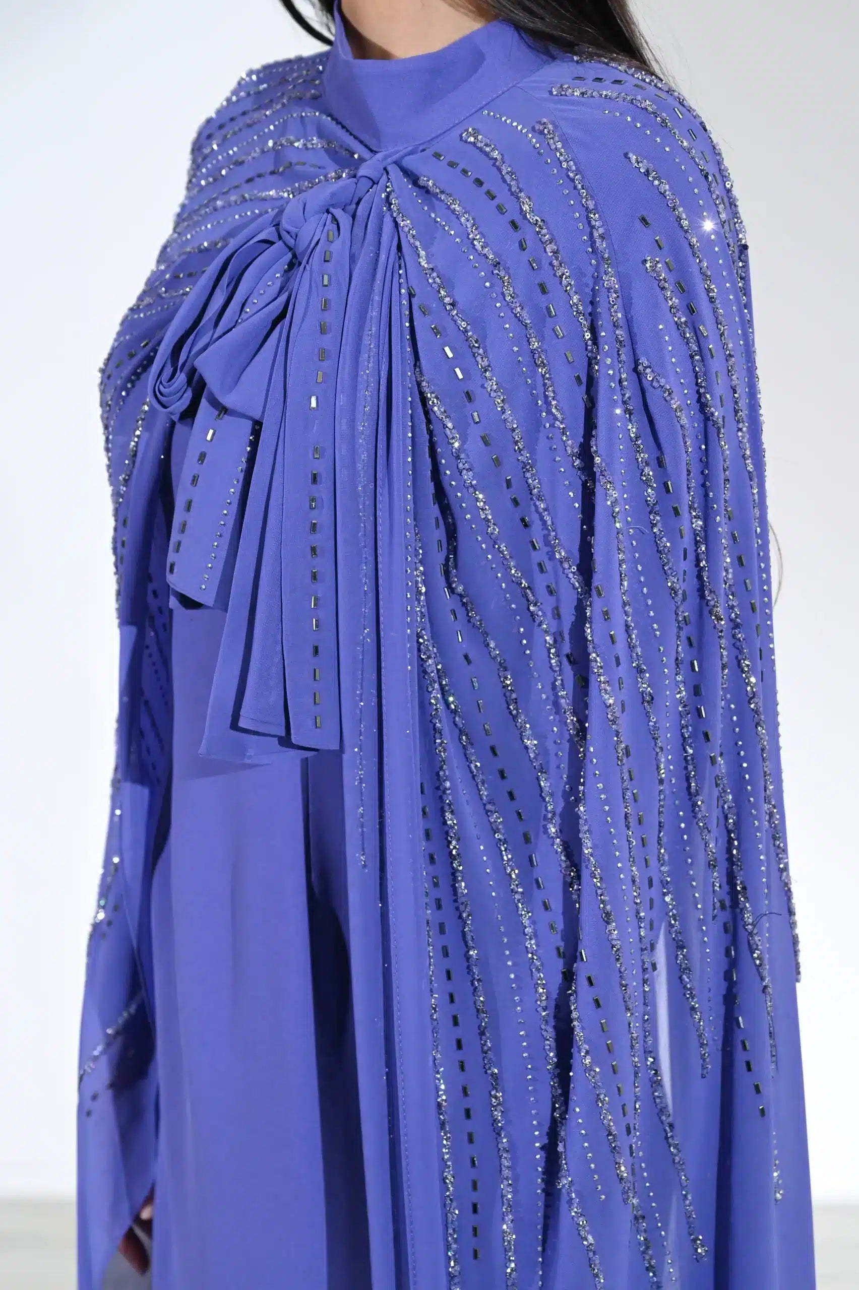 Crystal 2PCS Cape Crepe Dress