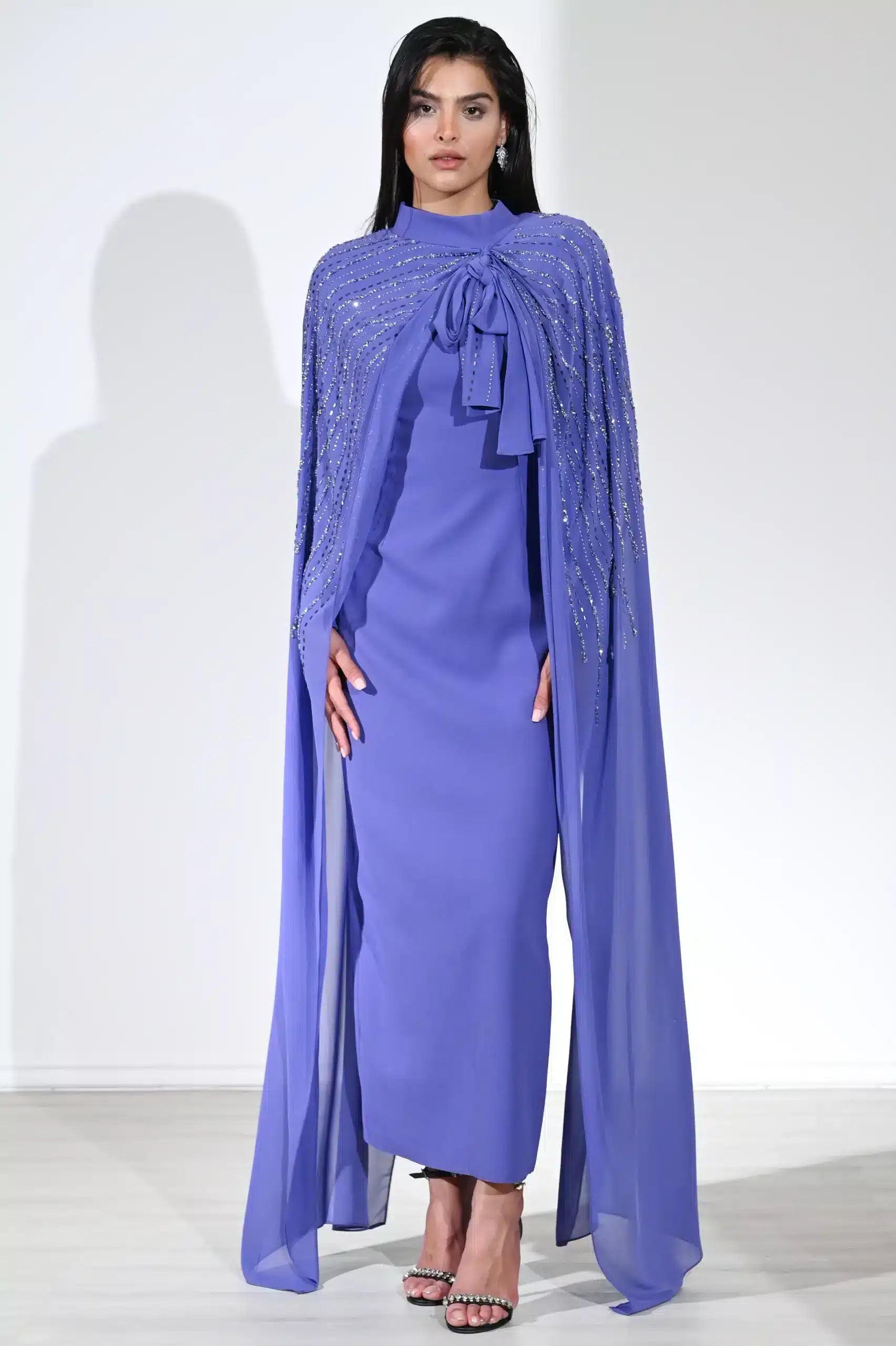 Crystal 2PCS Cape Crepe Dress