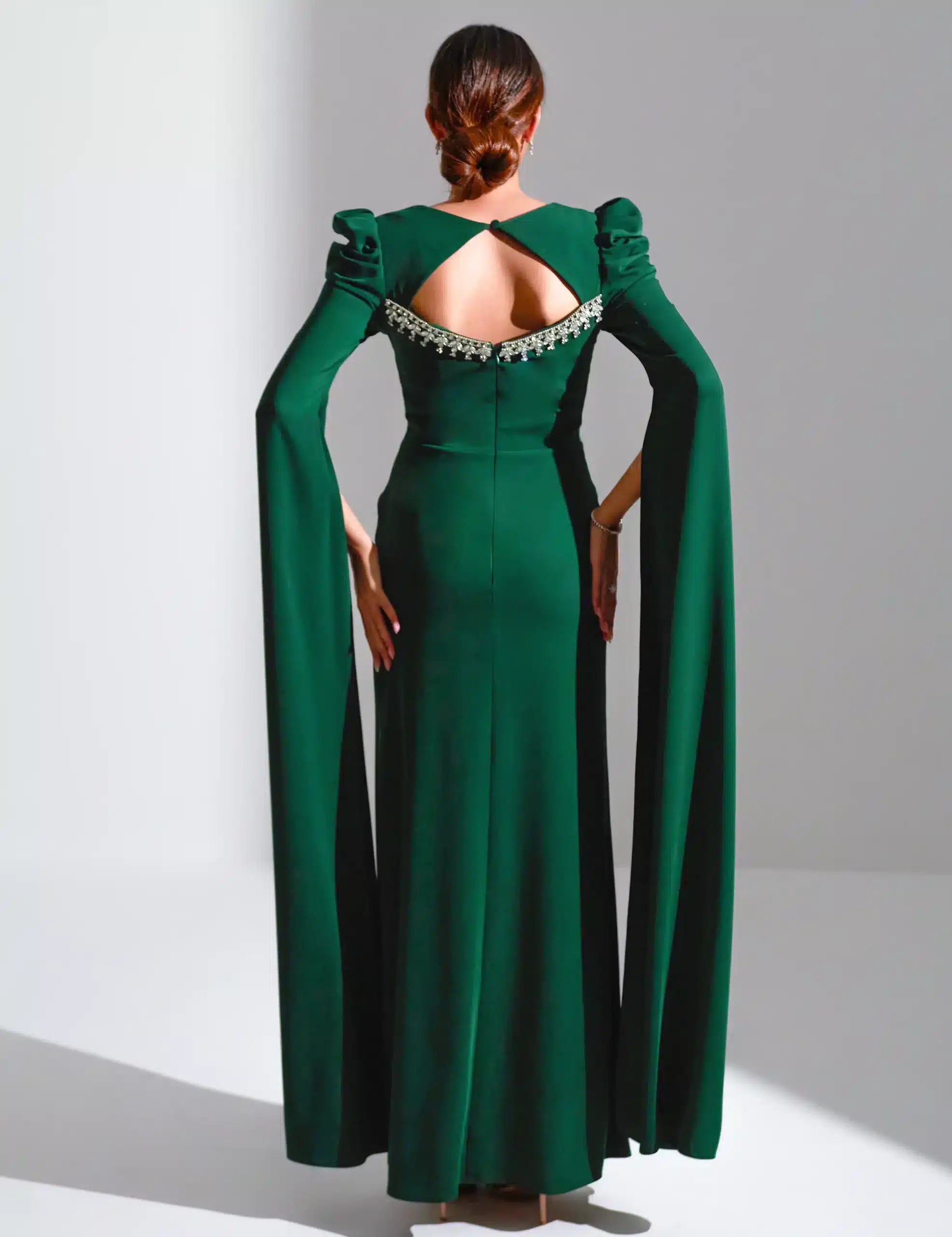 Crystal Bust Detailed Crepe Dress