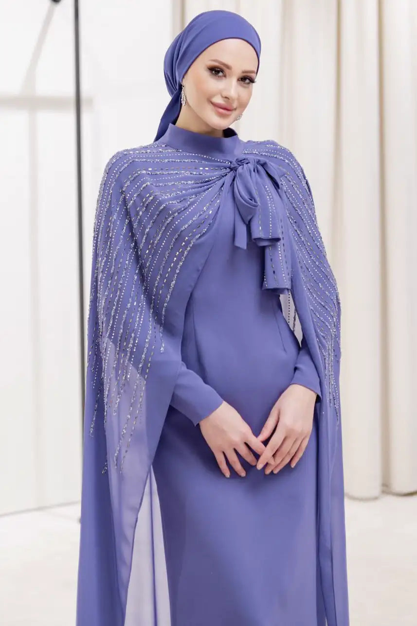 Crystal 2PCS Cape Crepe Dress
