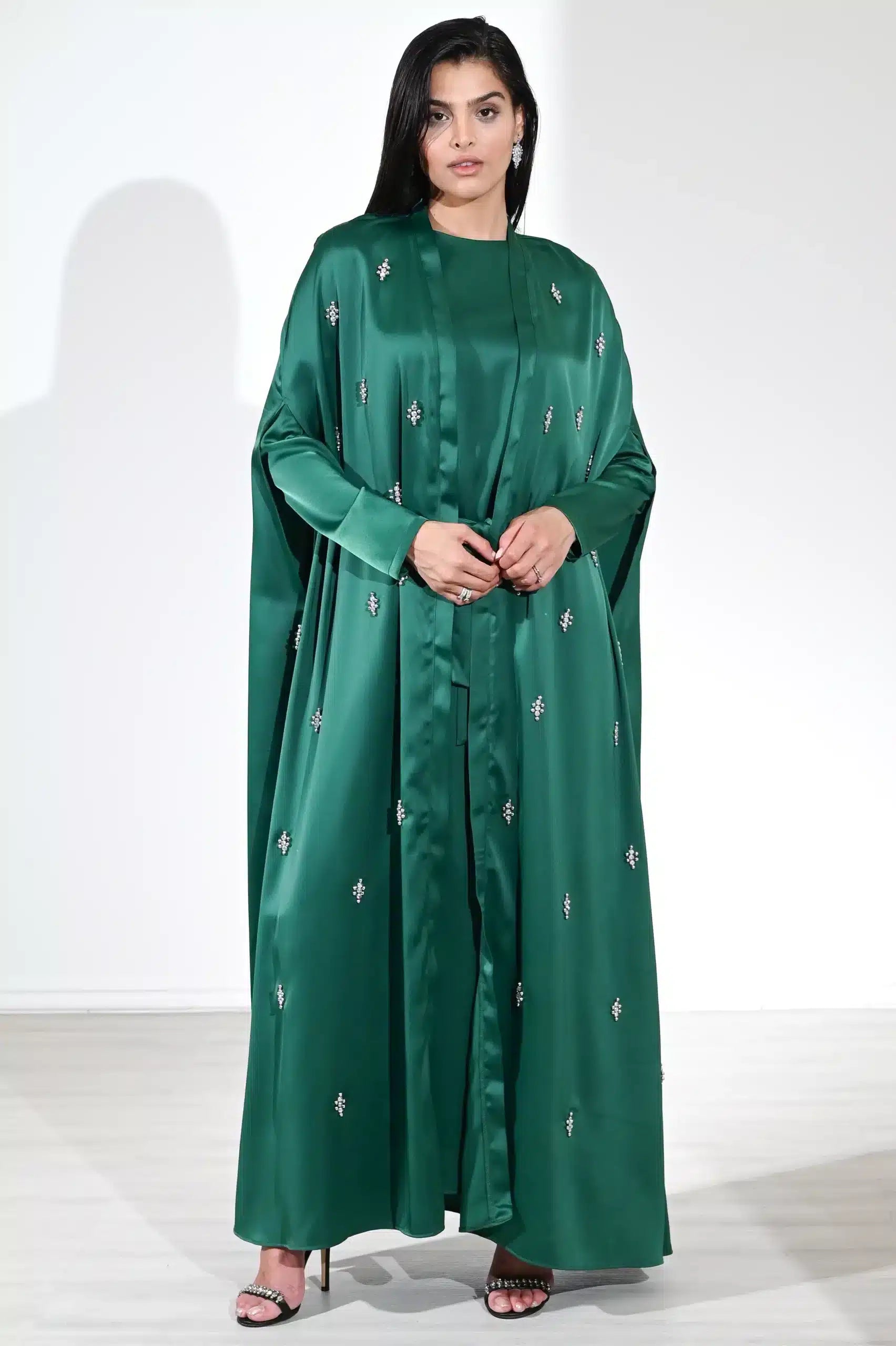 Embellished 2PCS Satin Dress