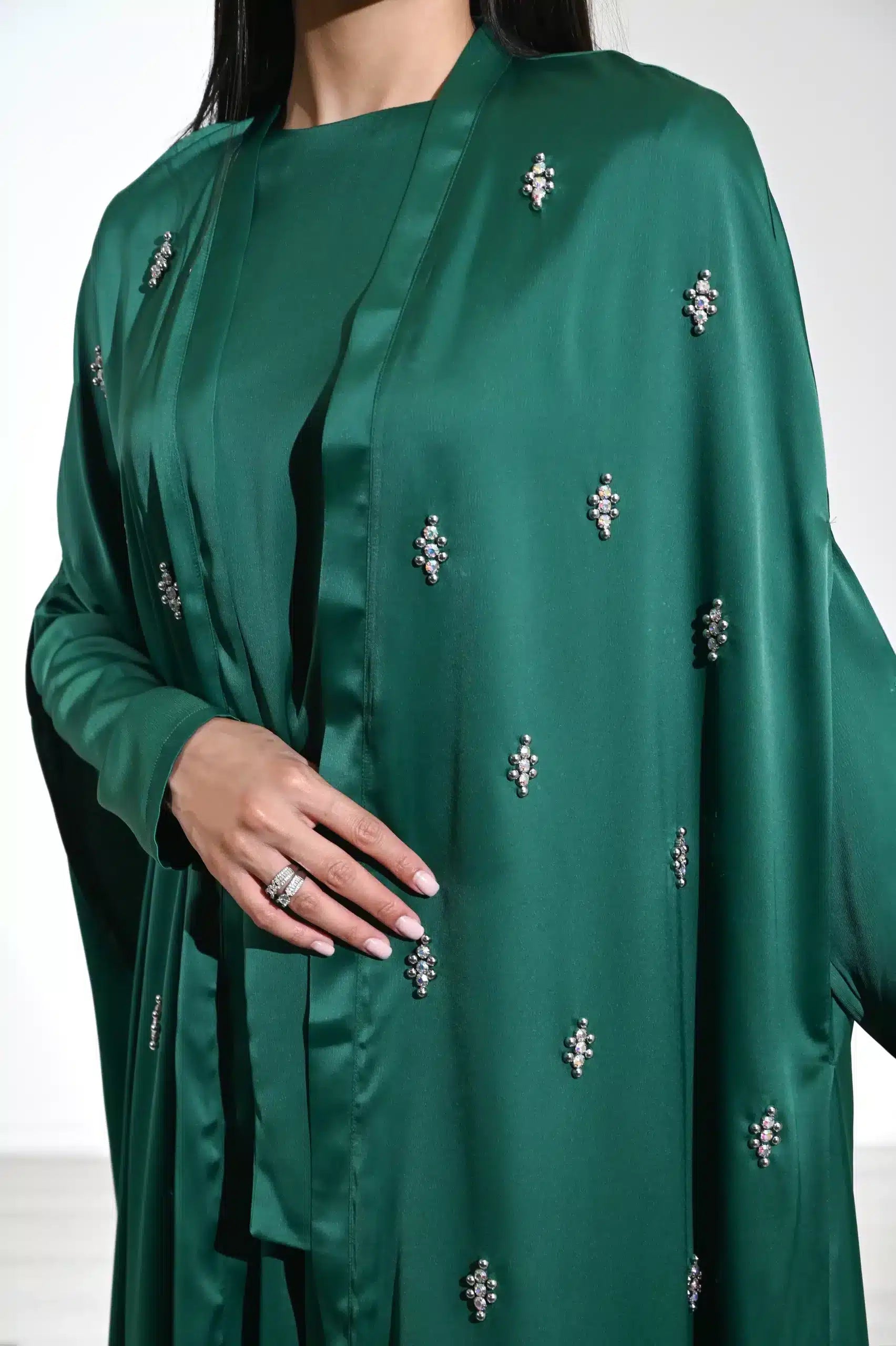 Embellished 2PCS Satin Dress