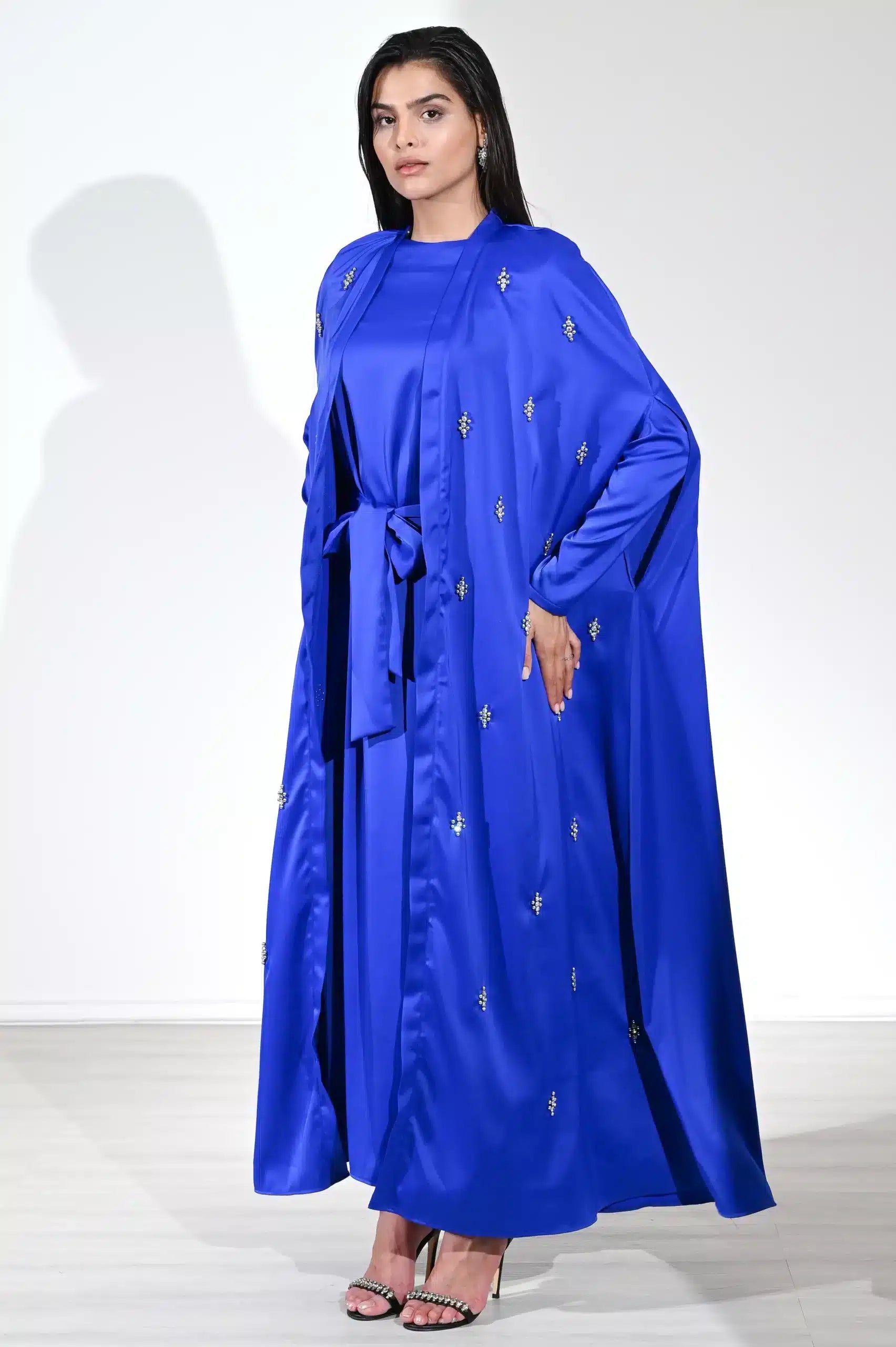 Embellished 2PCS Satin Dress