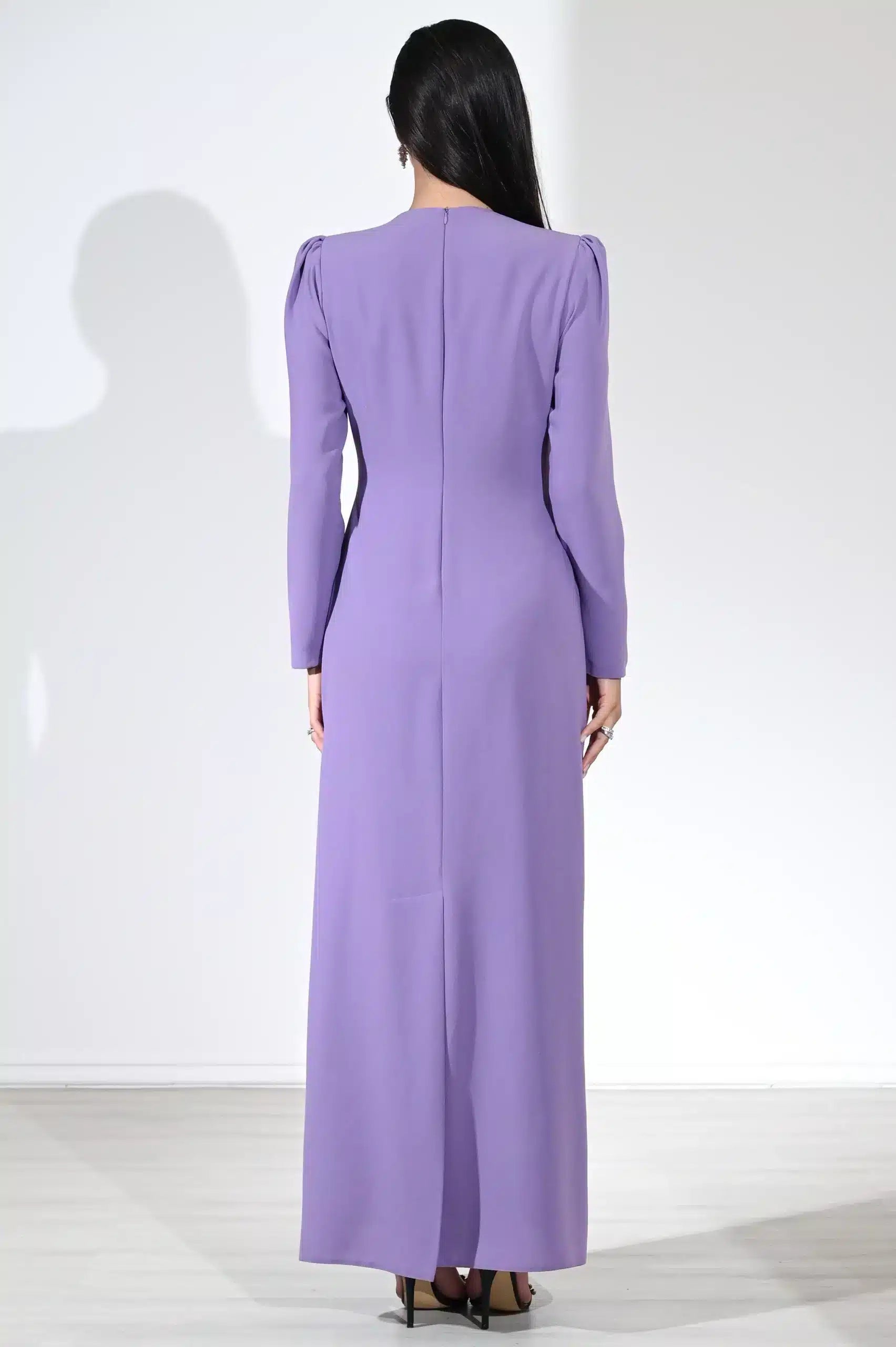Flower Crystal Details Crepe Dress
