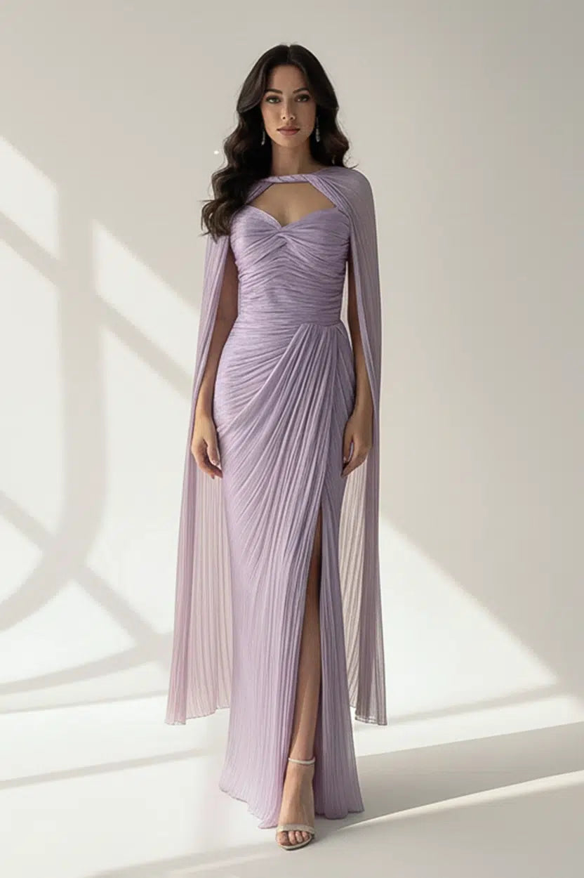 Front Gathered With Shawl Organza Dress