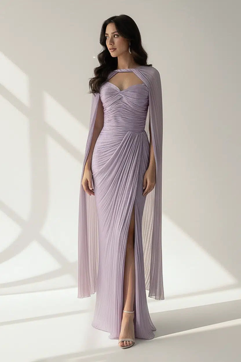 Front Gathered With Shawl Organza Dress