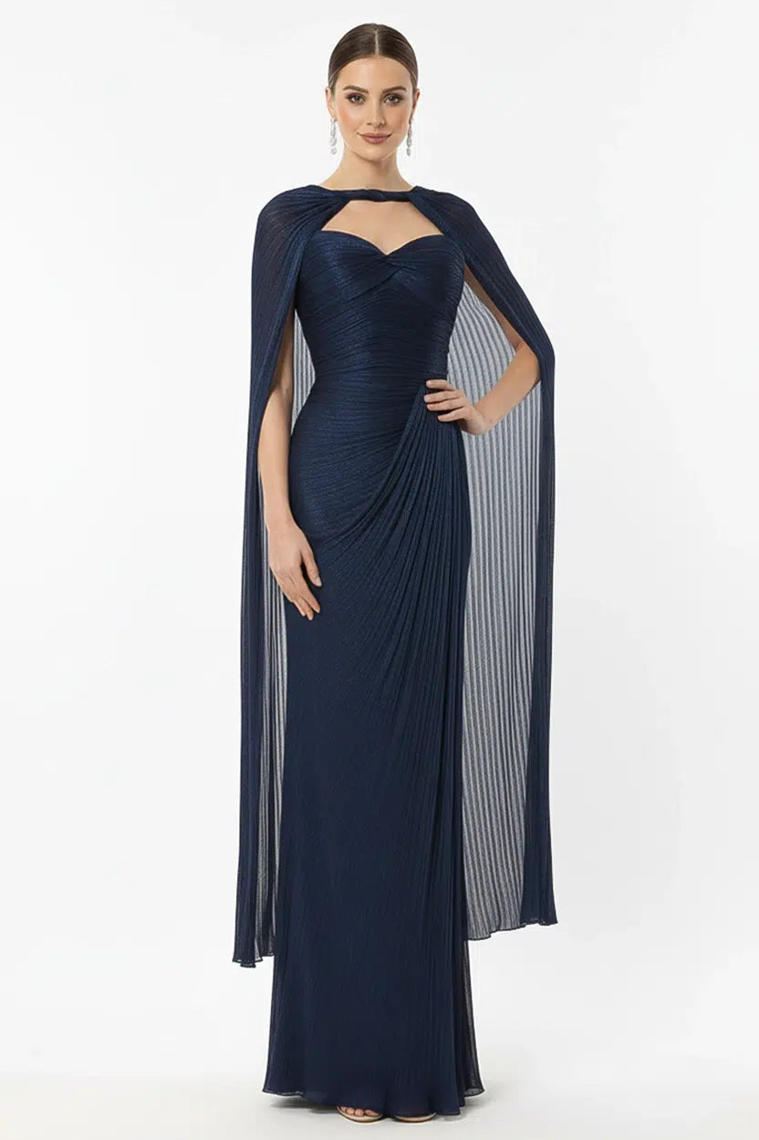 Front Gathered With Shawl Organza Dress