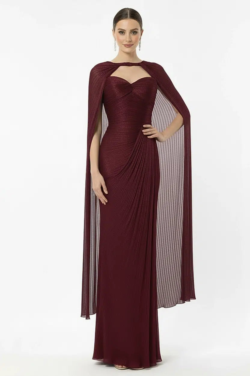 Front Gathered With Shawl Organza Dress