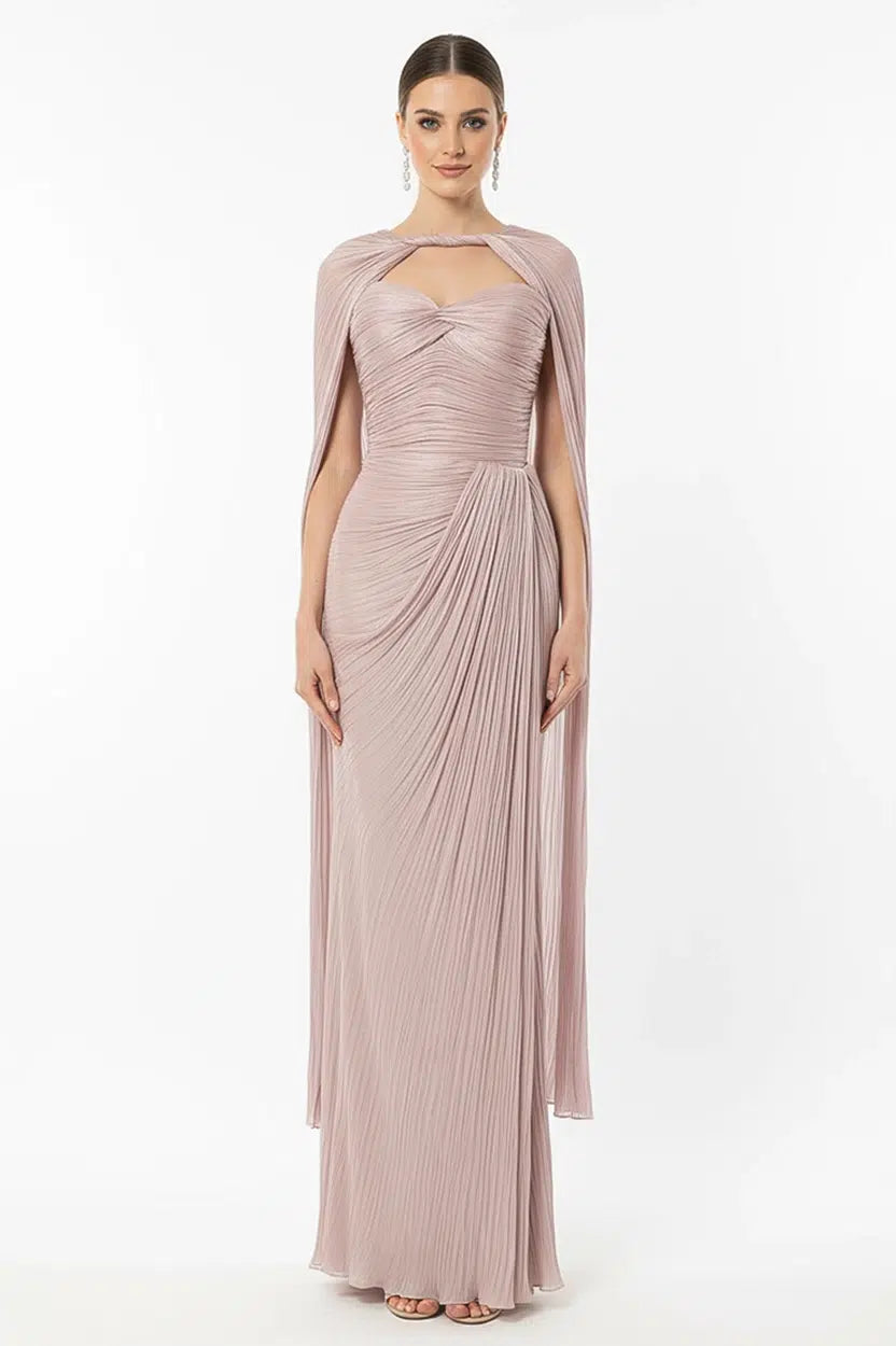 Front Gathered With Shawl Organza Dress