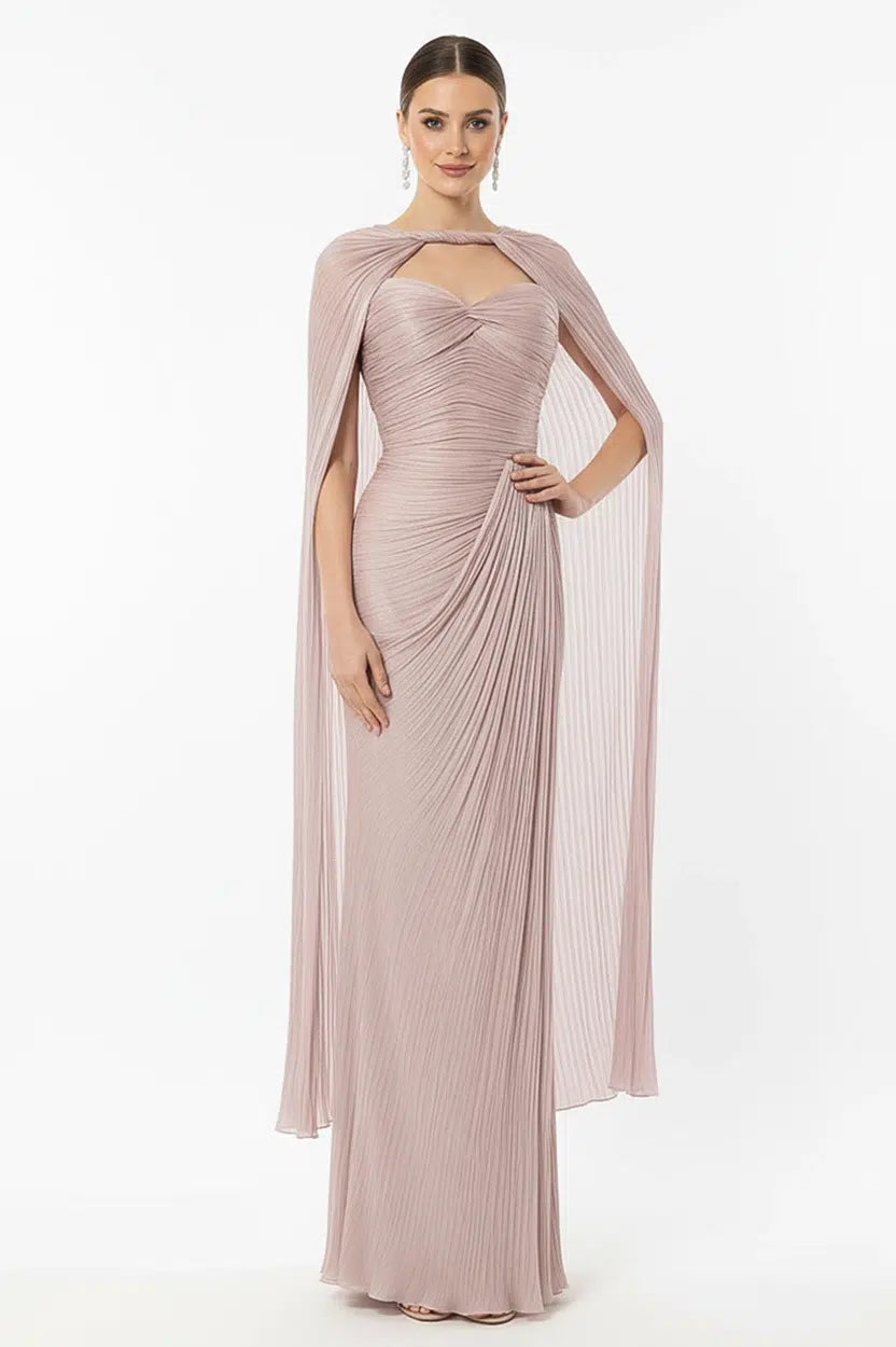 Front Gathered With Shawl Organza Dress