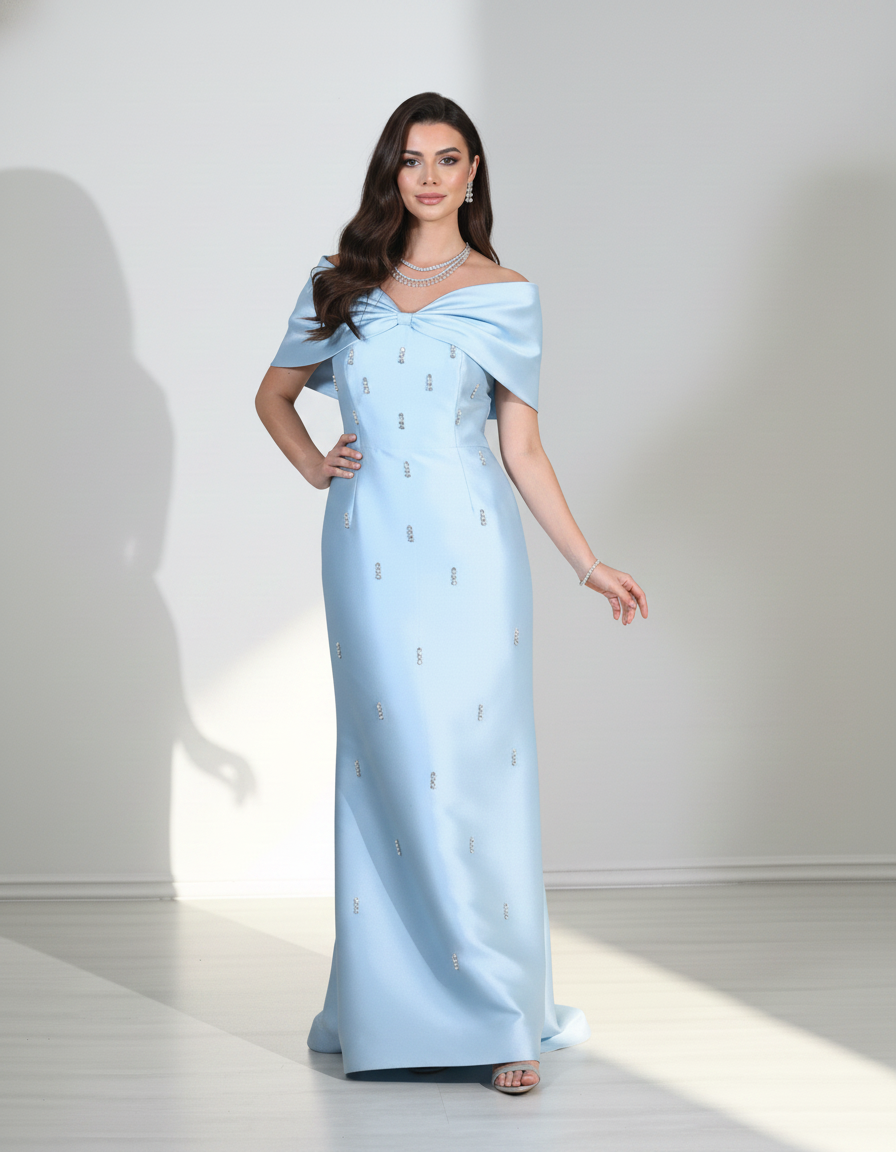 Fionka Shoulder Embellished Taffeta Dress