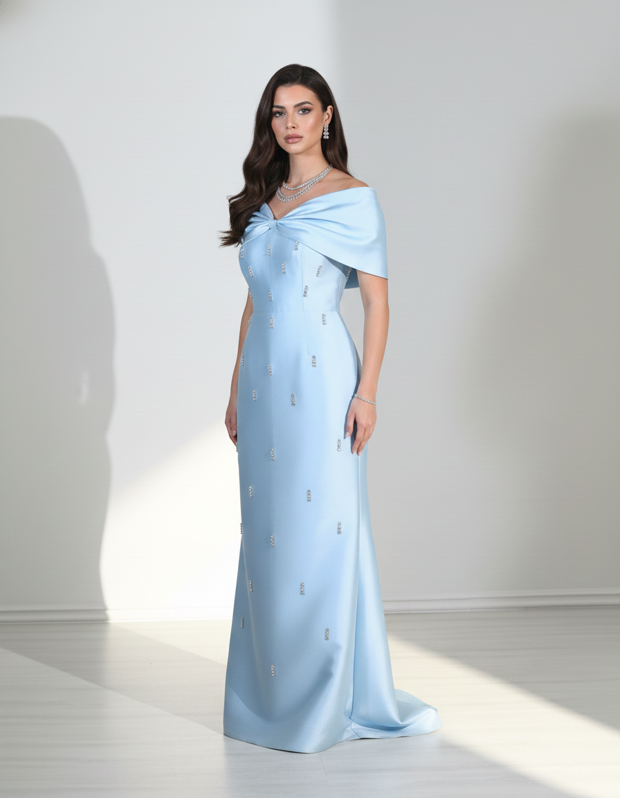 Fionka Shoulder Embellished Taffeta Dress