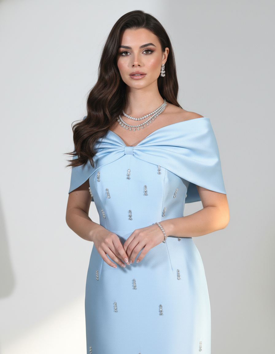 Fionka Shoulder Embellished Taffeta Dress