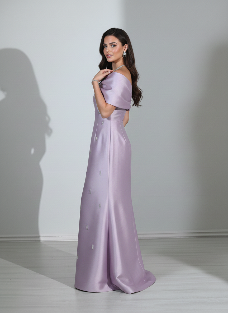 Fionka Shoulder Embellished Taffeta Dress