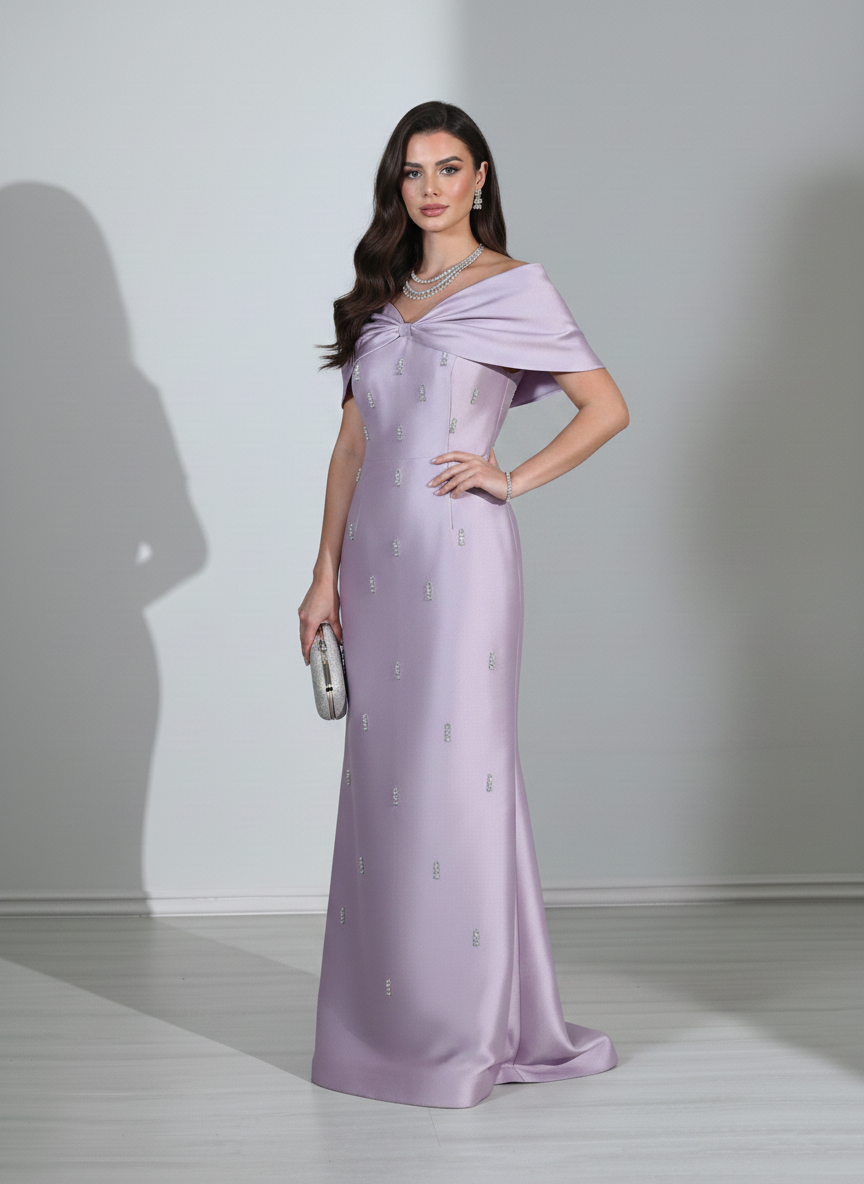 Fionka Shoulder Embellished Taffeta Dress