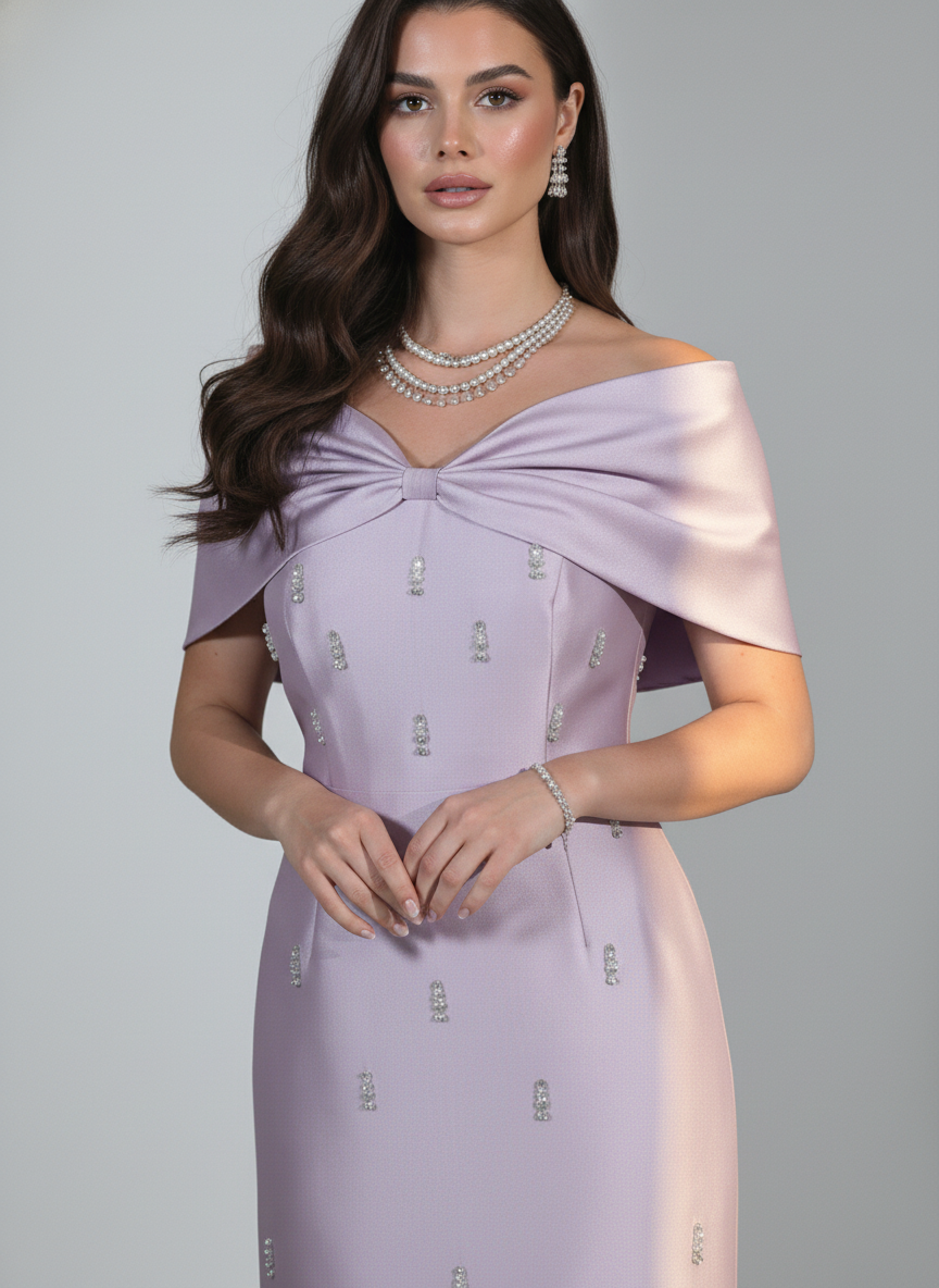 Fionka Shoulder Embellished Taffeta Dress