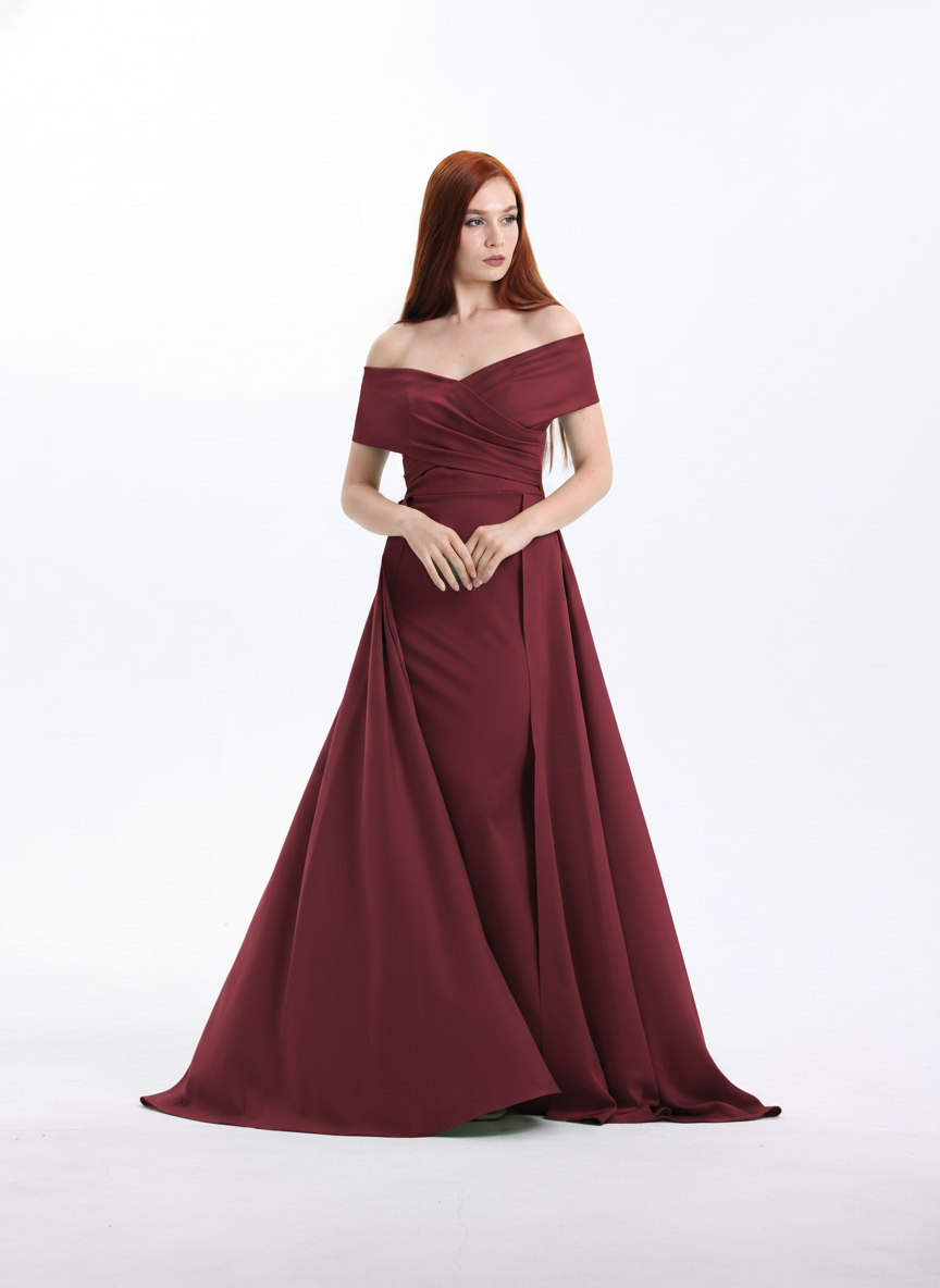 Wrap Shoulder Satin Dress