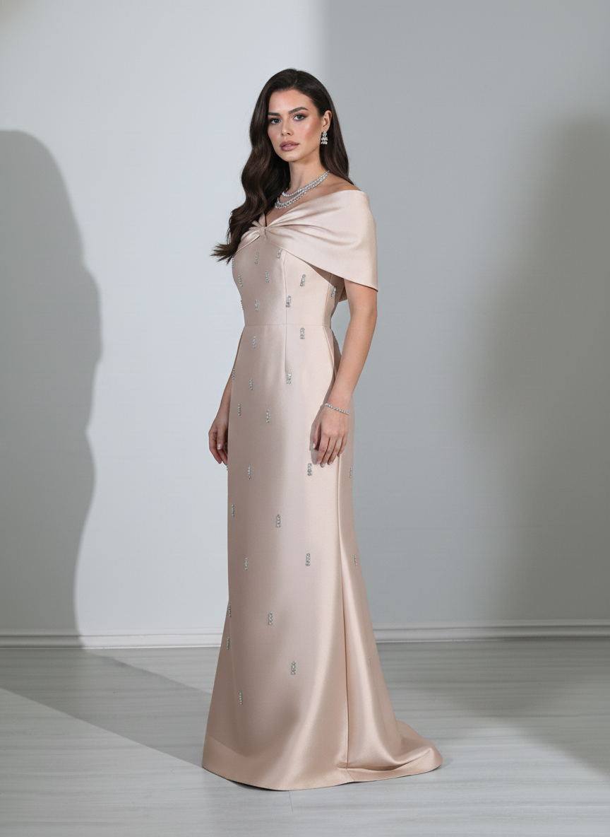 Fionka Shoulder Embellished Taffeta Dress