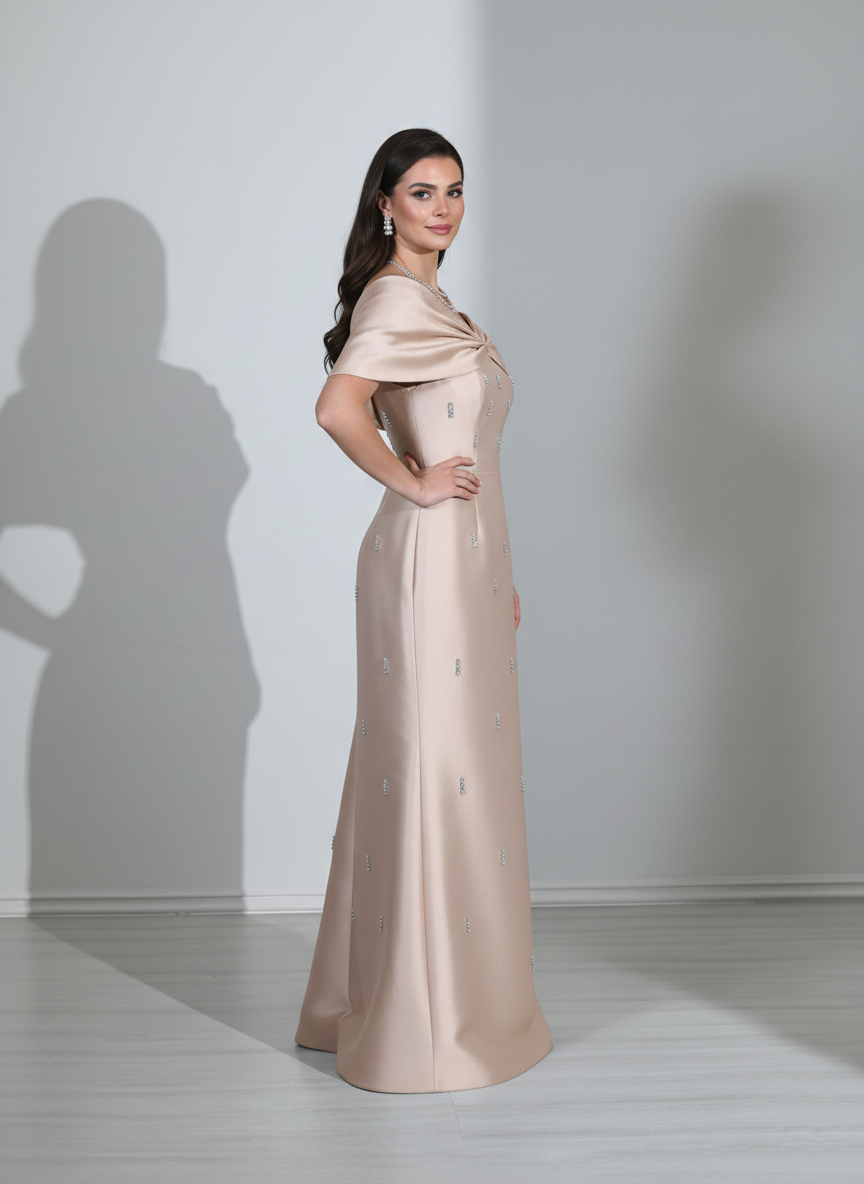 Fionka Shoulder Embellished Taffeta Dress