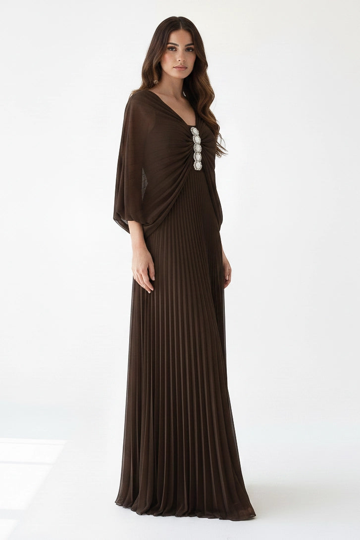 Butterfly Plisse Chiffon Dress