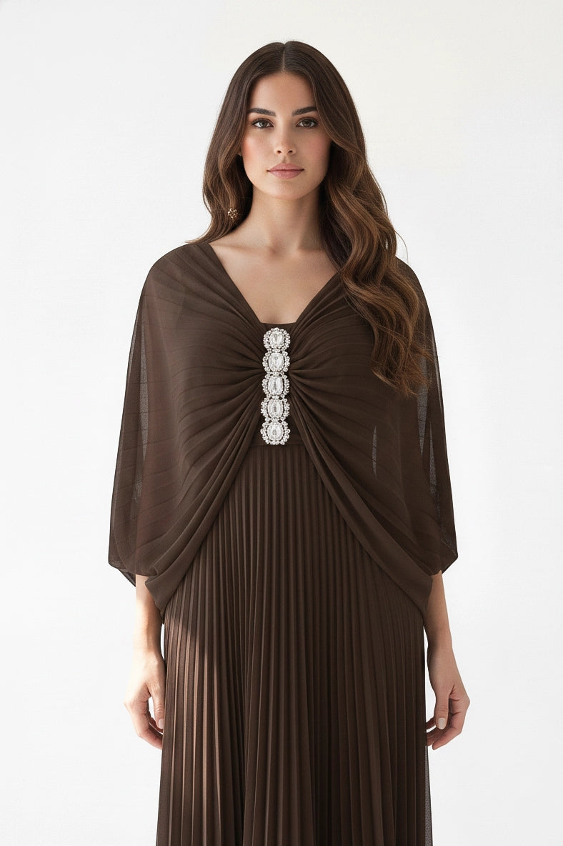 Butterfly Plisse Chiffon Dress
