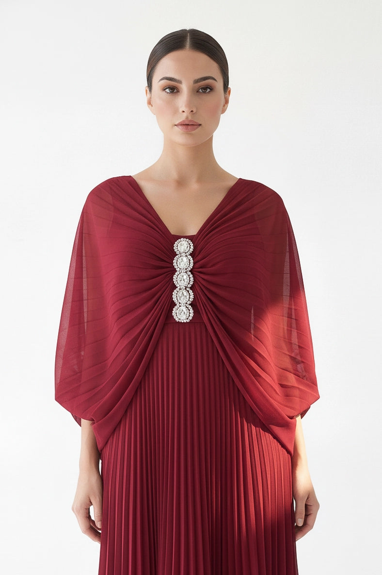 Butterfly Plisse Chiffon Dress