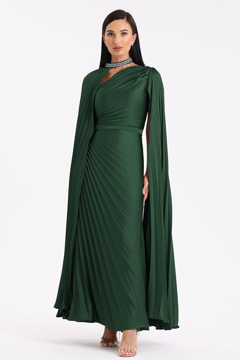 Flute Sleeve Plisse Dress
