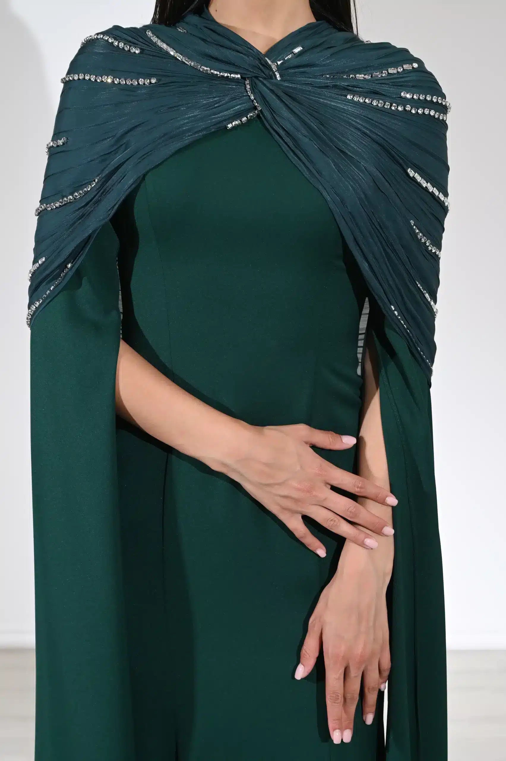 Infinity Bolero Embellished Crepe Dress