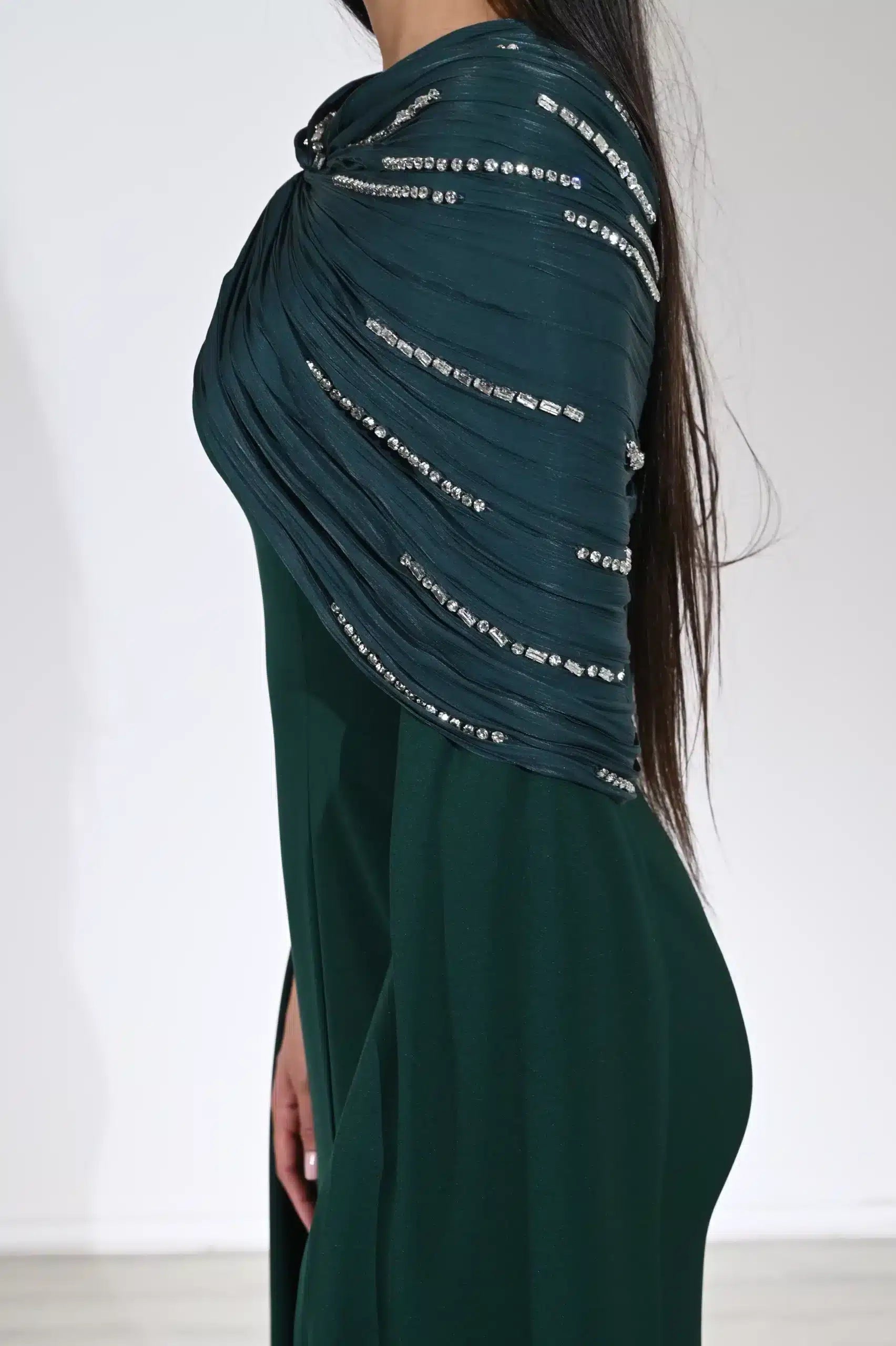Infinity Bolero Embellished Crepe Dress