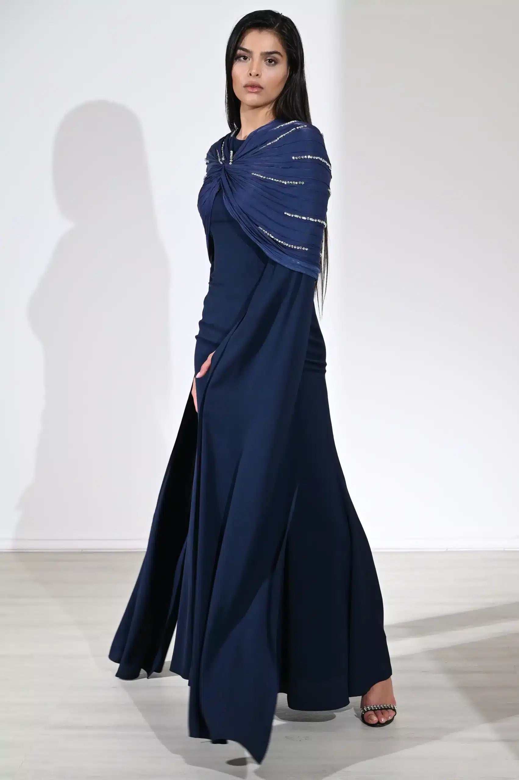 Infinity Bolero Embellished Crepe Dress