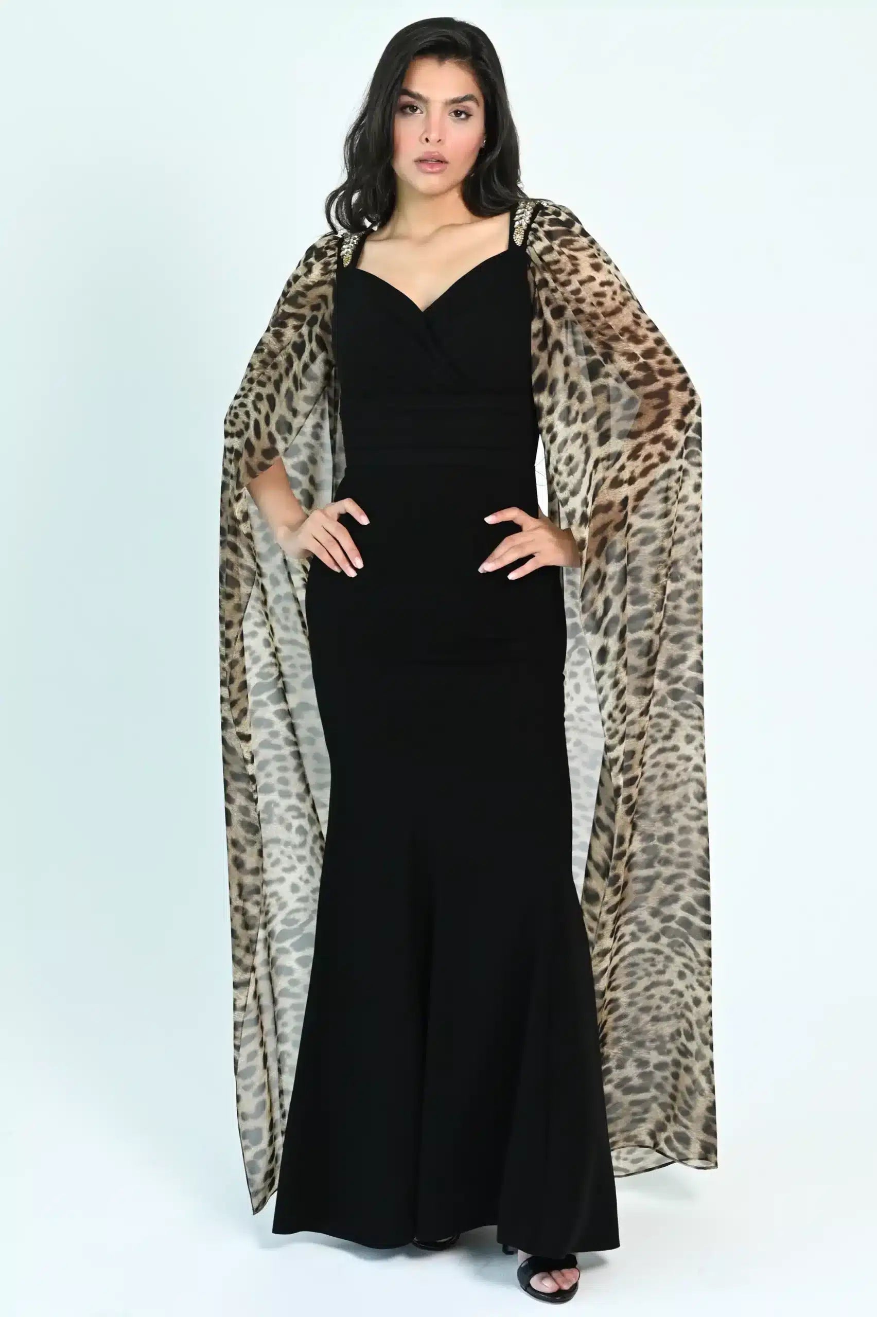 Tiger Flute Sleeves Crepe Dress