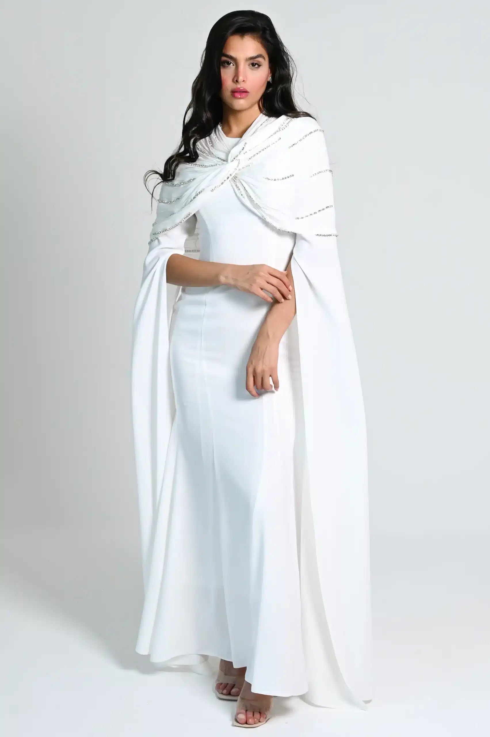 Infinity Bolero Embellished Crepe Dress