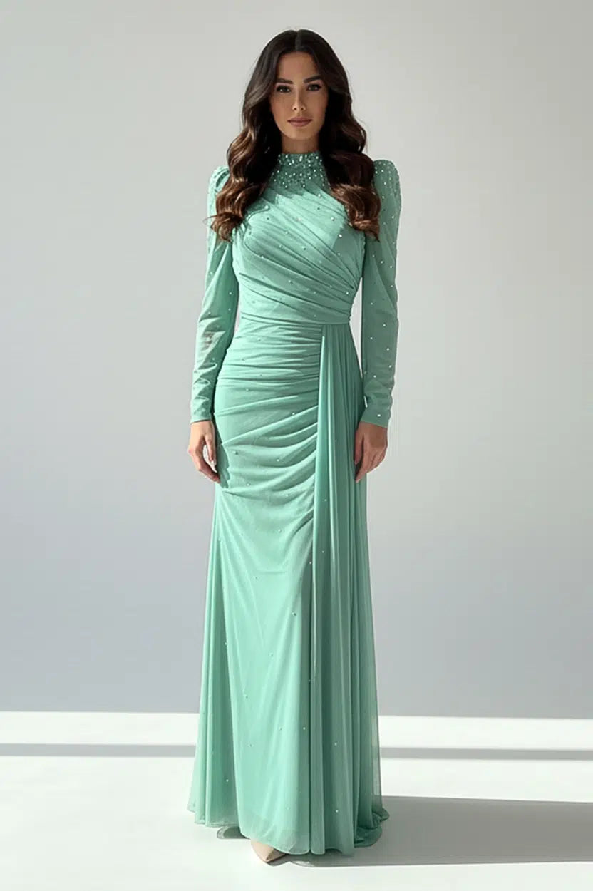 Embellished Top Pleated Tulle Dress