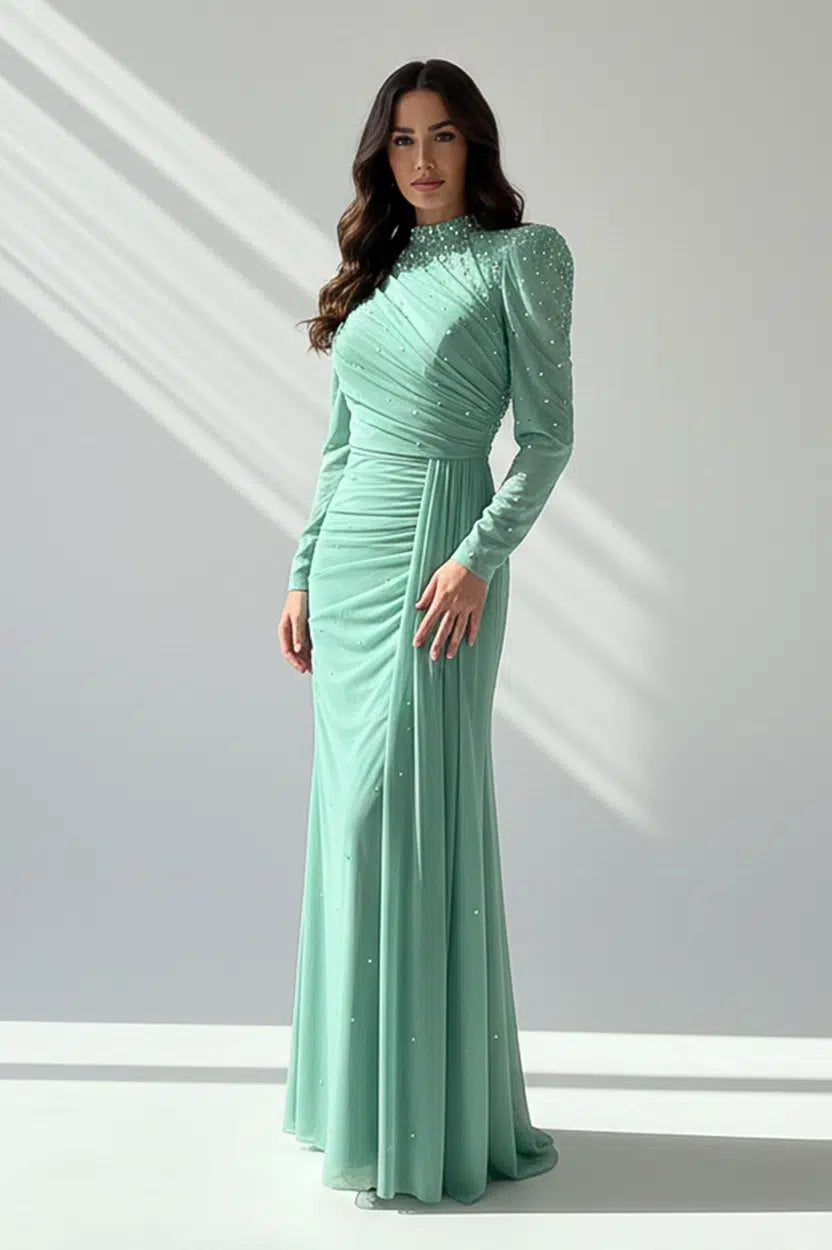 Embellished Top Pleated Tulle Dress