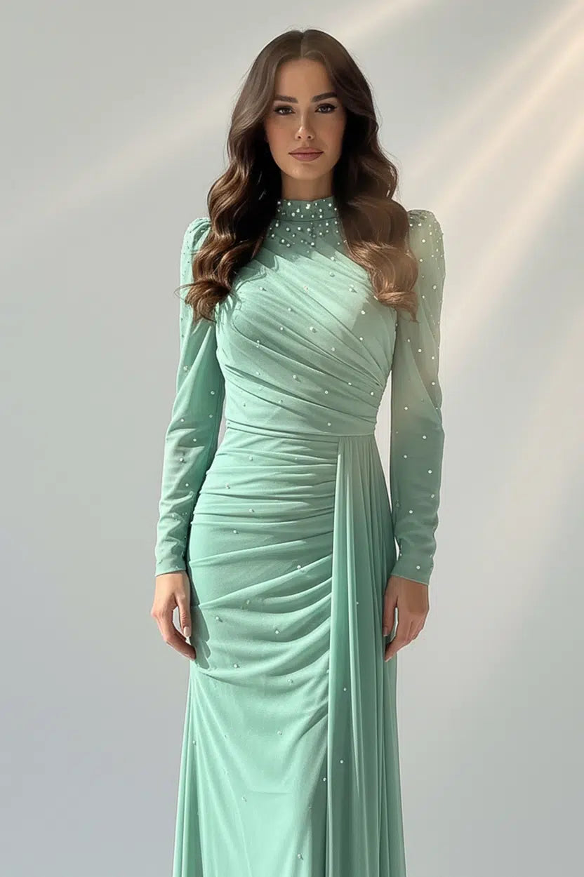 Embellished Top Pleated Tulle Dress