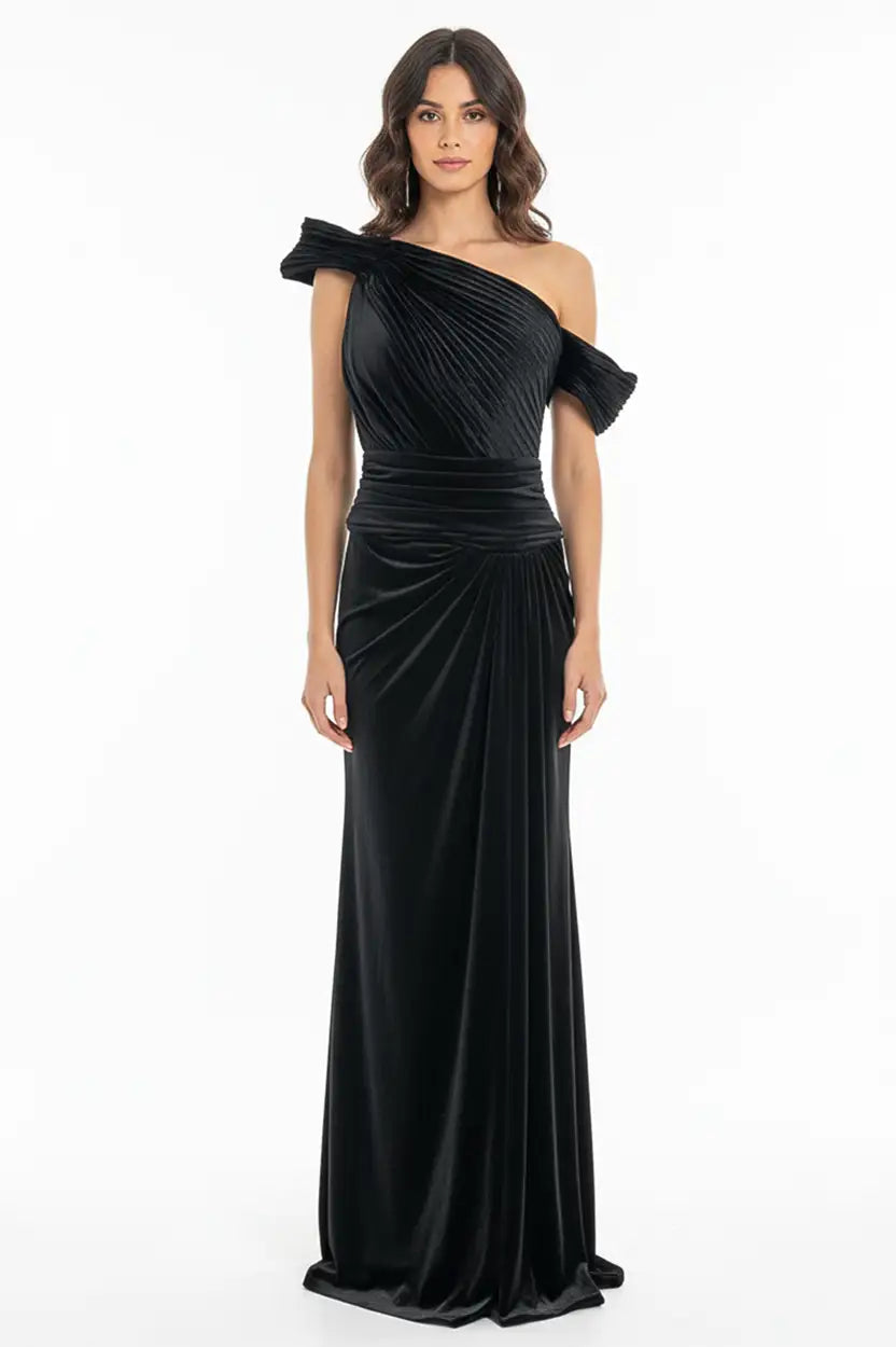 One Shoulder Velvet Dress