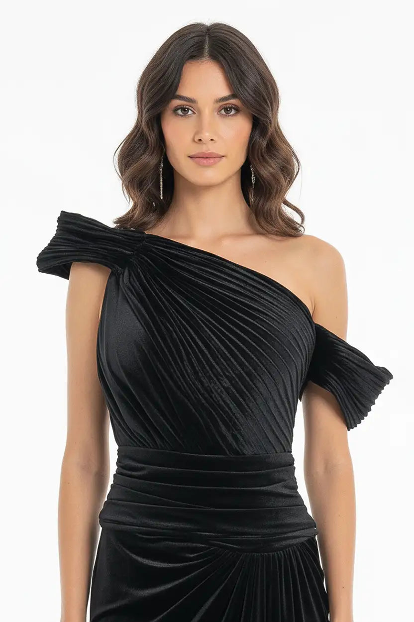 One Shoulder Velvet Dress