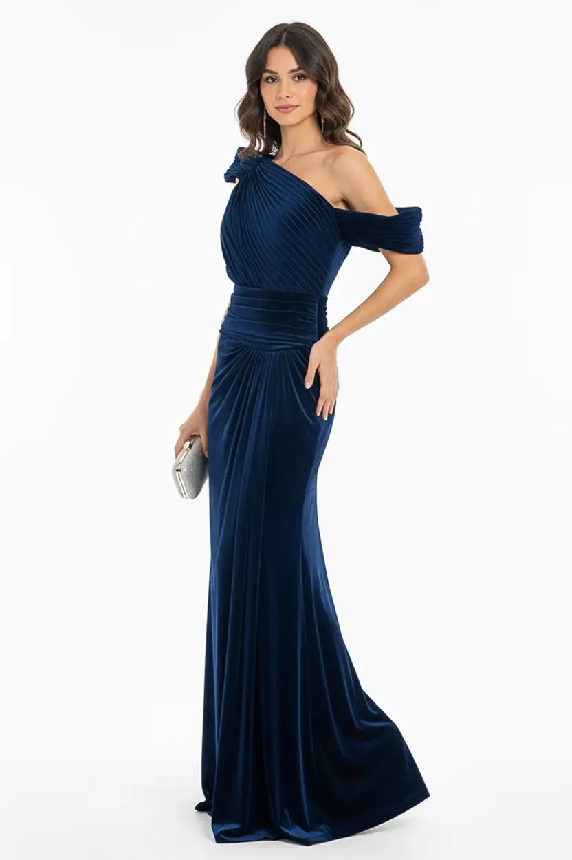 One Shoulder Velvet Dress