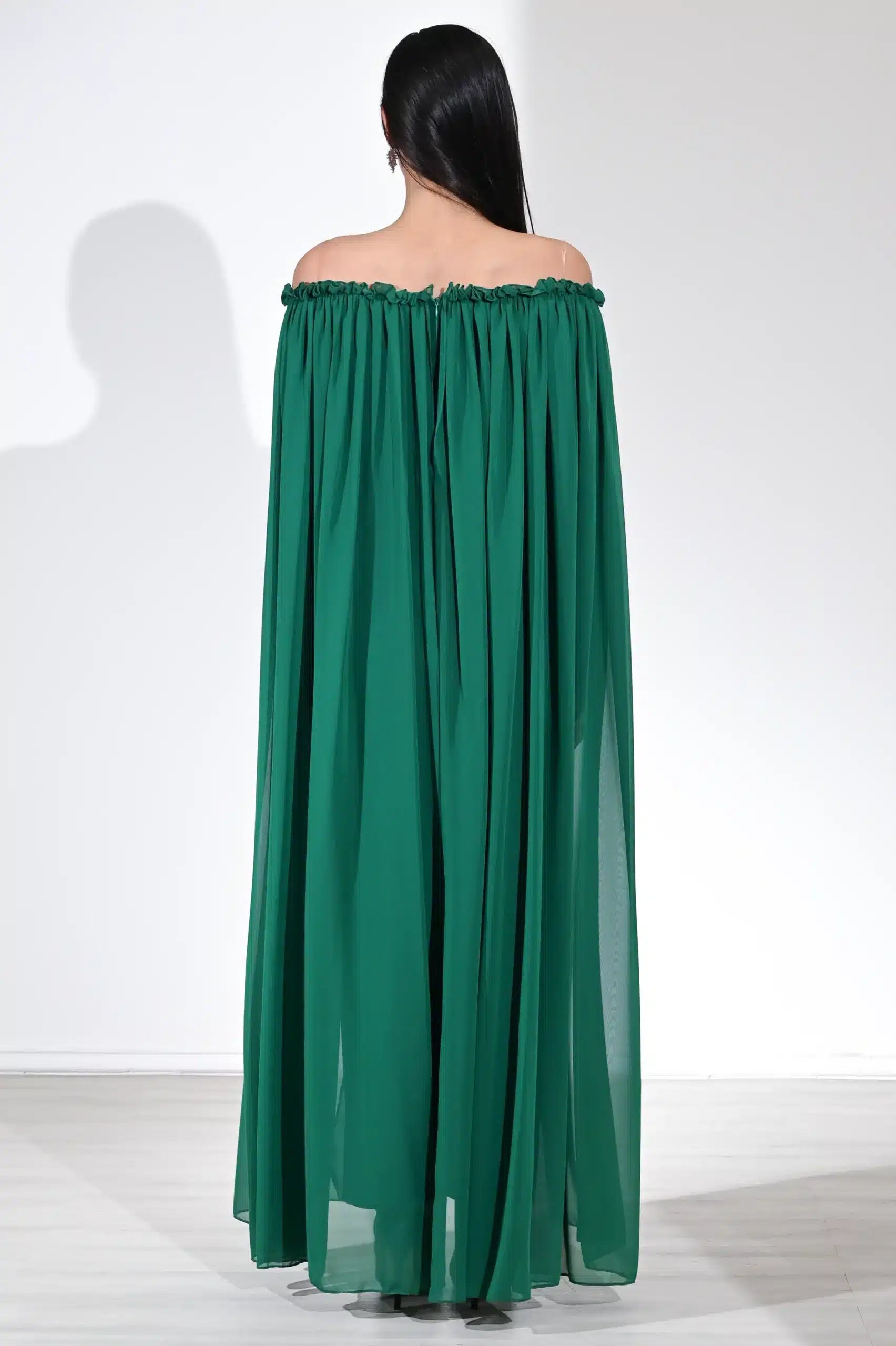 Pearl Detail Off Shoulder Crepe Dress