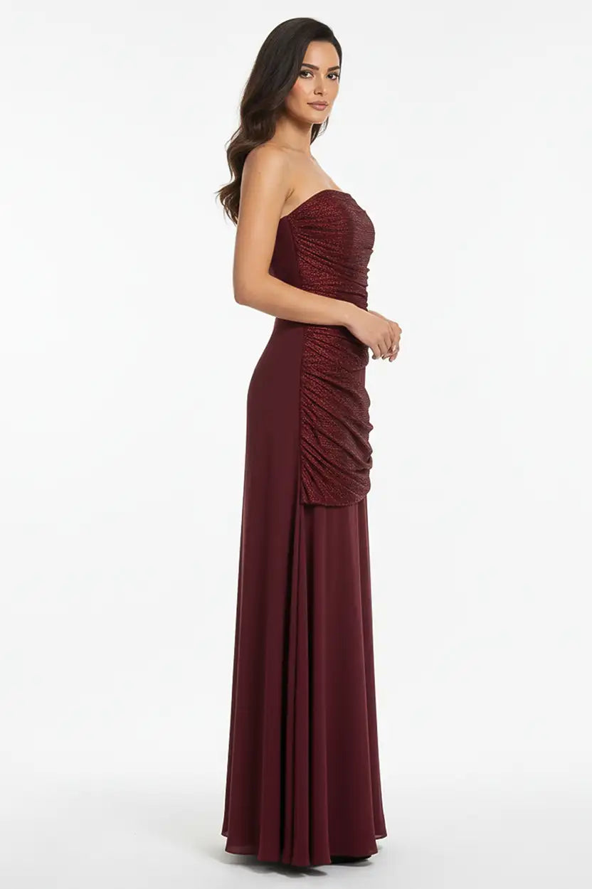 Pleated Lame Crepe Dress