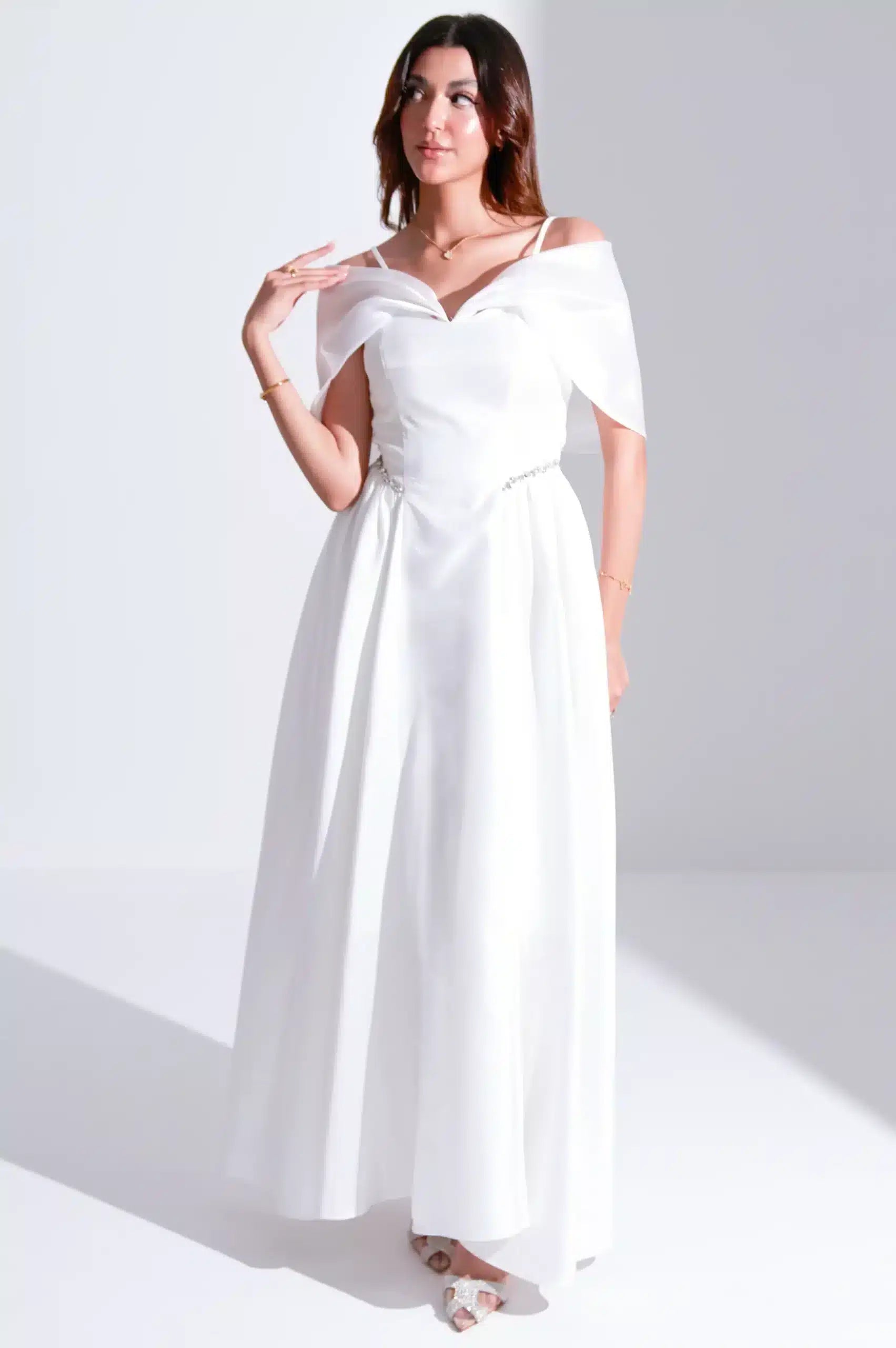 Pleated Panels Organza Dress