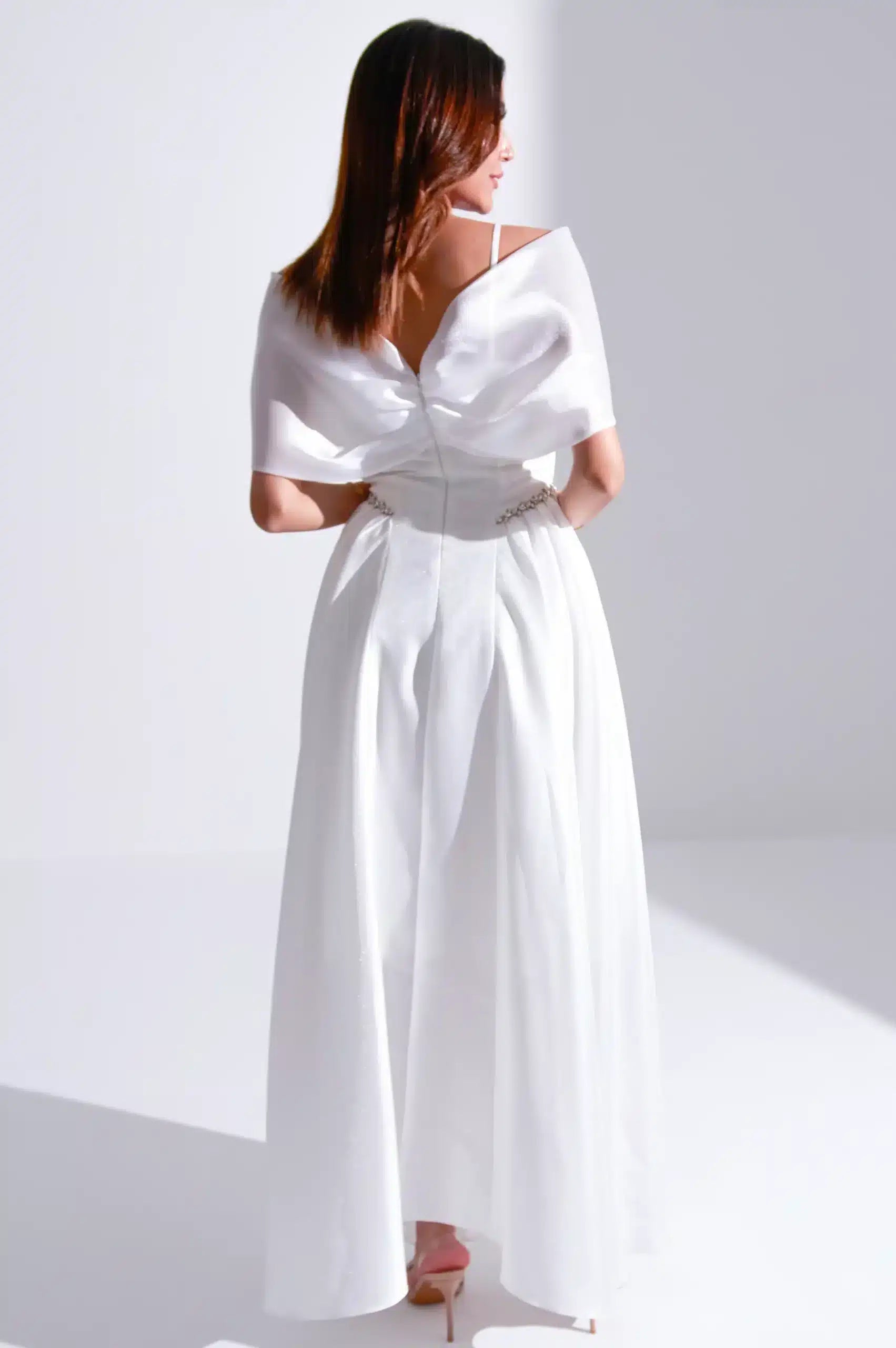 Pleated Panels Organza Dress