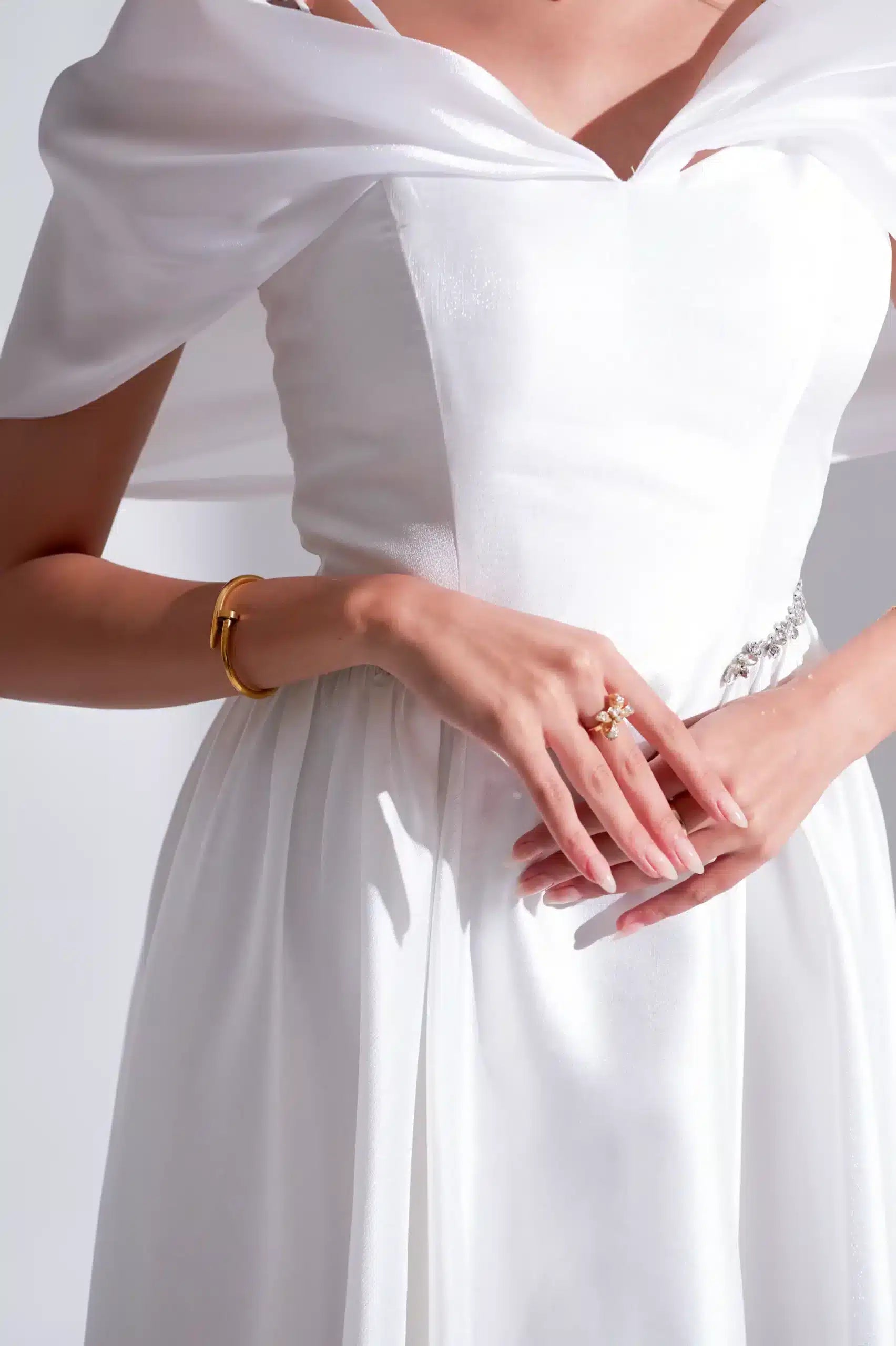 Pleated Panels Organza Dress